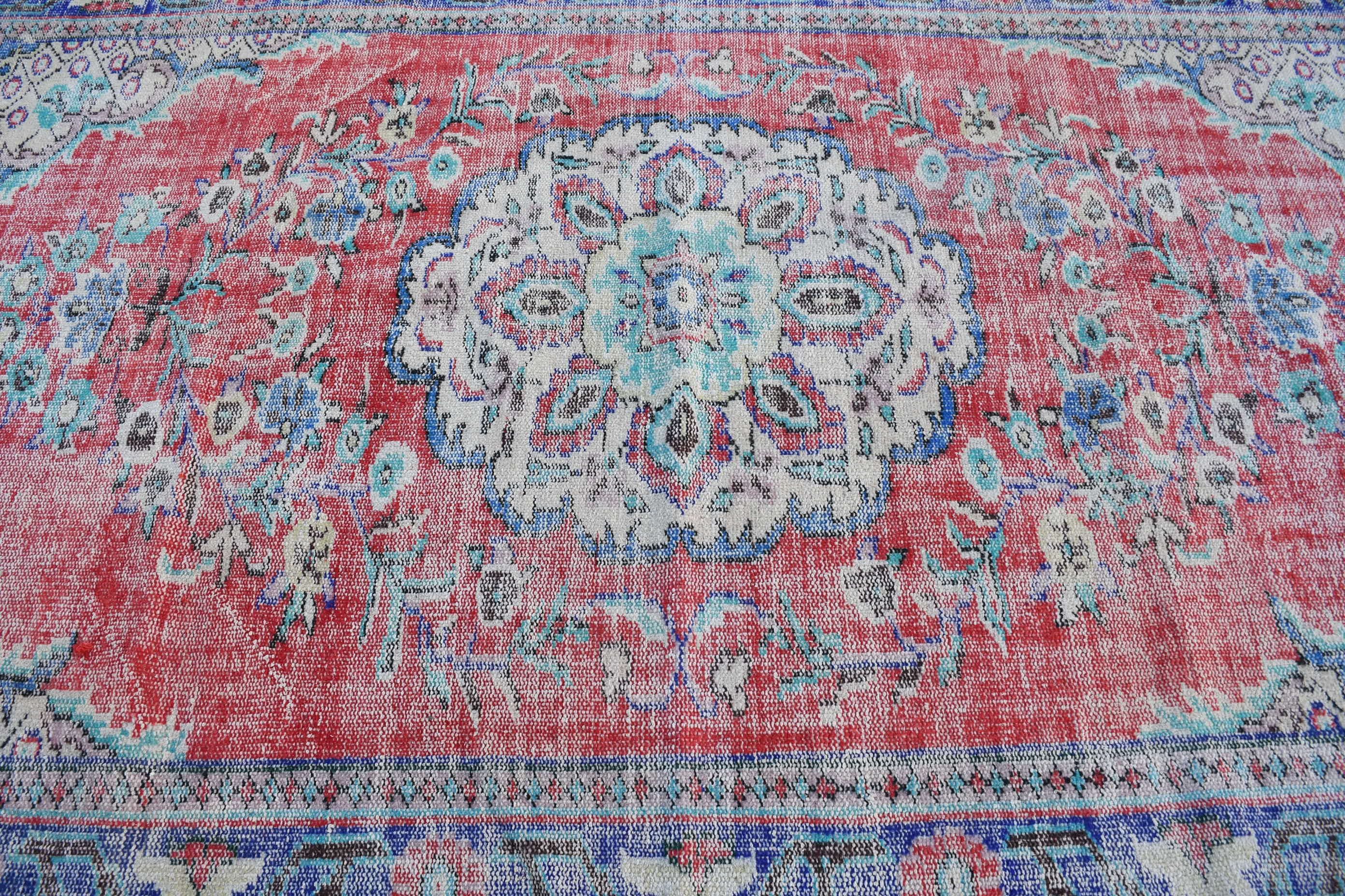 Antique Rug, Red Oriental Rug, 6.1x9.8 ft Large Rugs, Turkish Rug, Vintage Rugs, Dining Room Rugs, Bedroom Rug, Rugs for Living Room