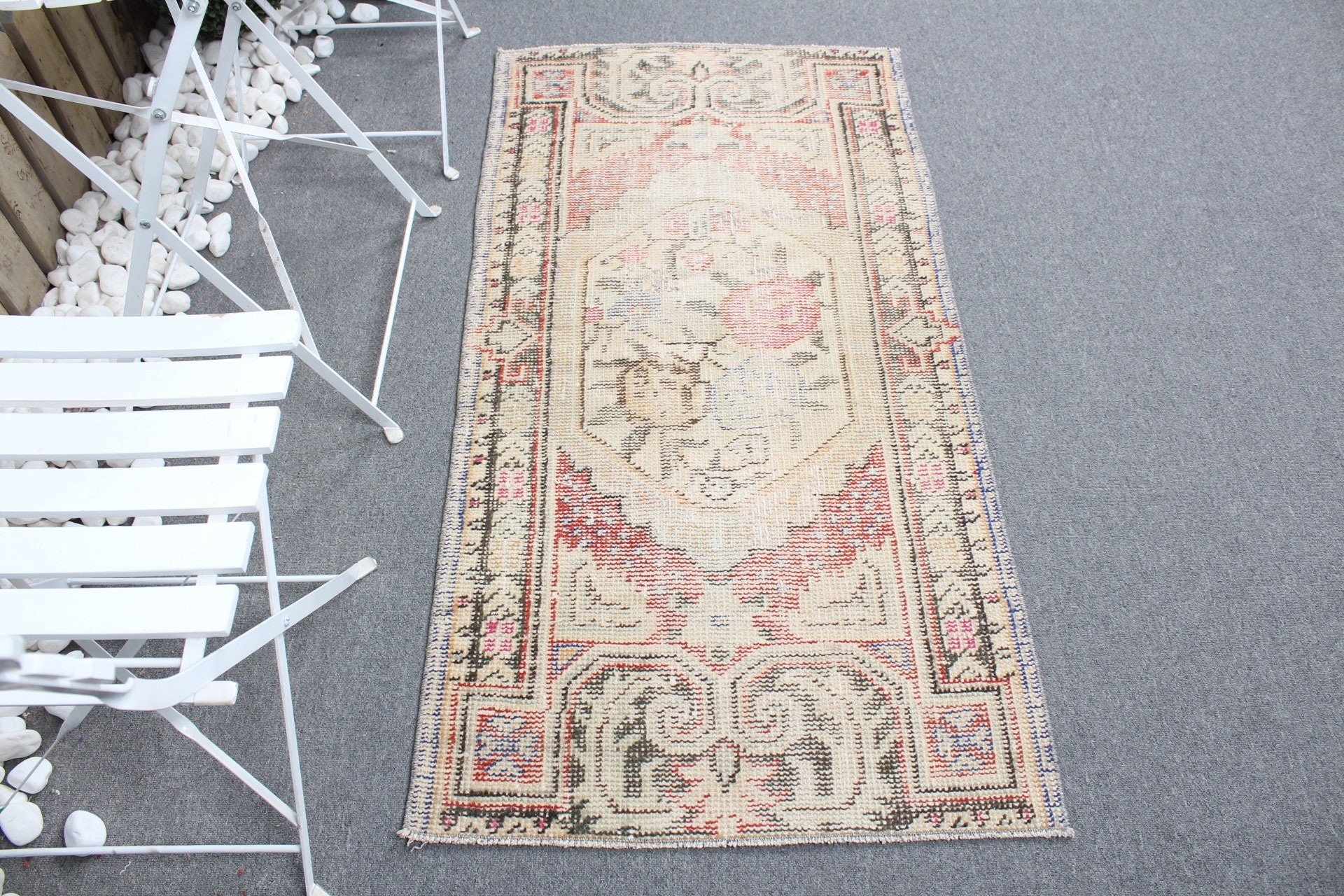 Floor Rug, Kitchen Rugs, Beige Oushak Rug, Turkish Rug, Entry Rugs, 2.4x4.8 ft Small Rugs, Moroccan Rug, Vintage Rugs, Rugs for Entry