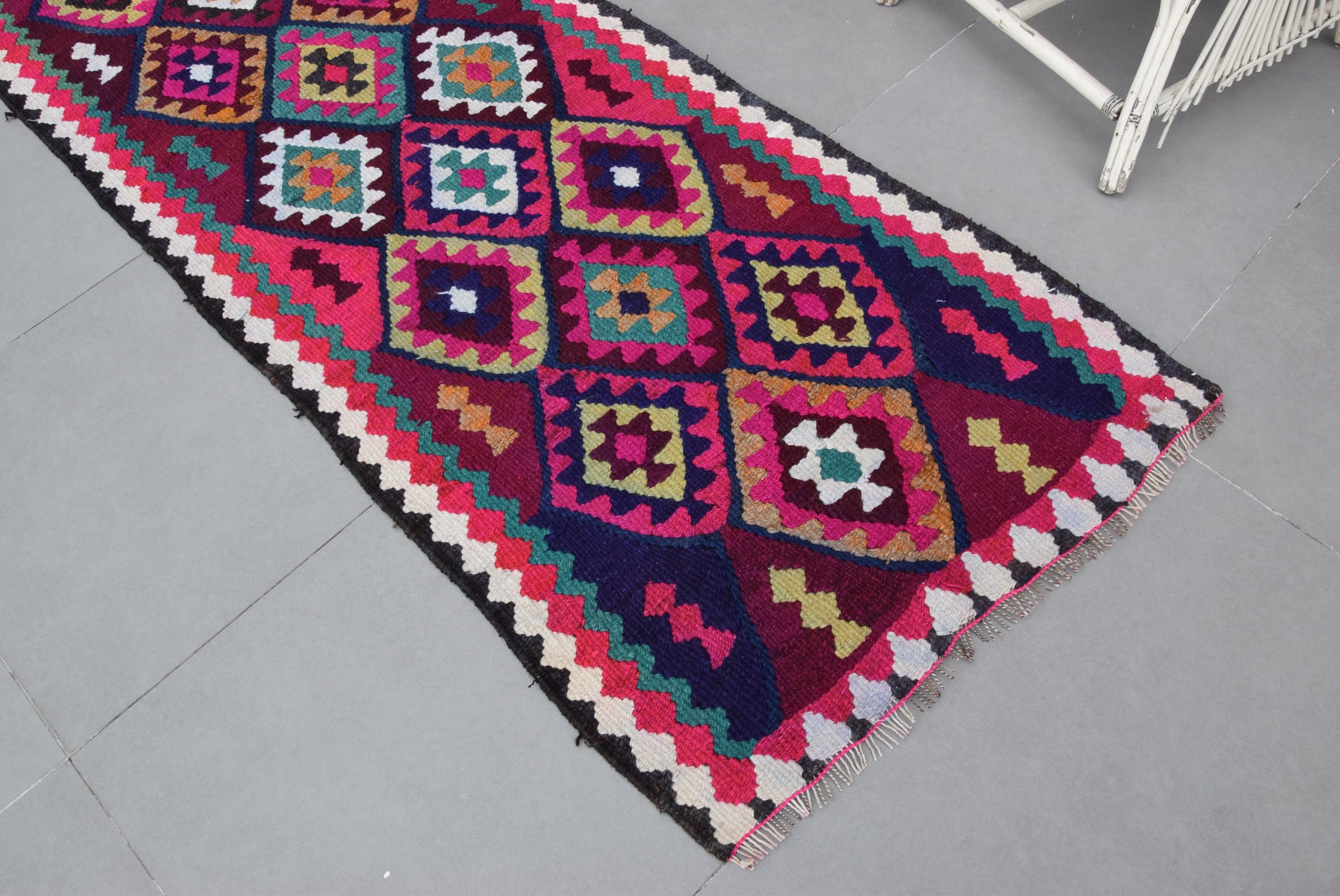 Kilim, Türk Halısı, 2.8x9.3 ft Runner Halıları, Pembe Anadolu Halısı, Koridor Halıları, Vintage Halı, Merdiven Halısı, Yer Halıları, Sanat Halısı, Fas Halısı