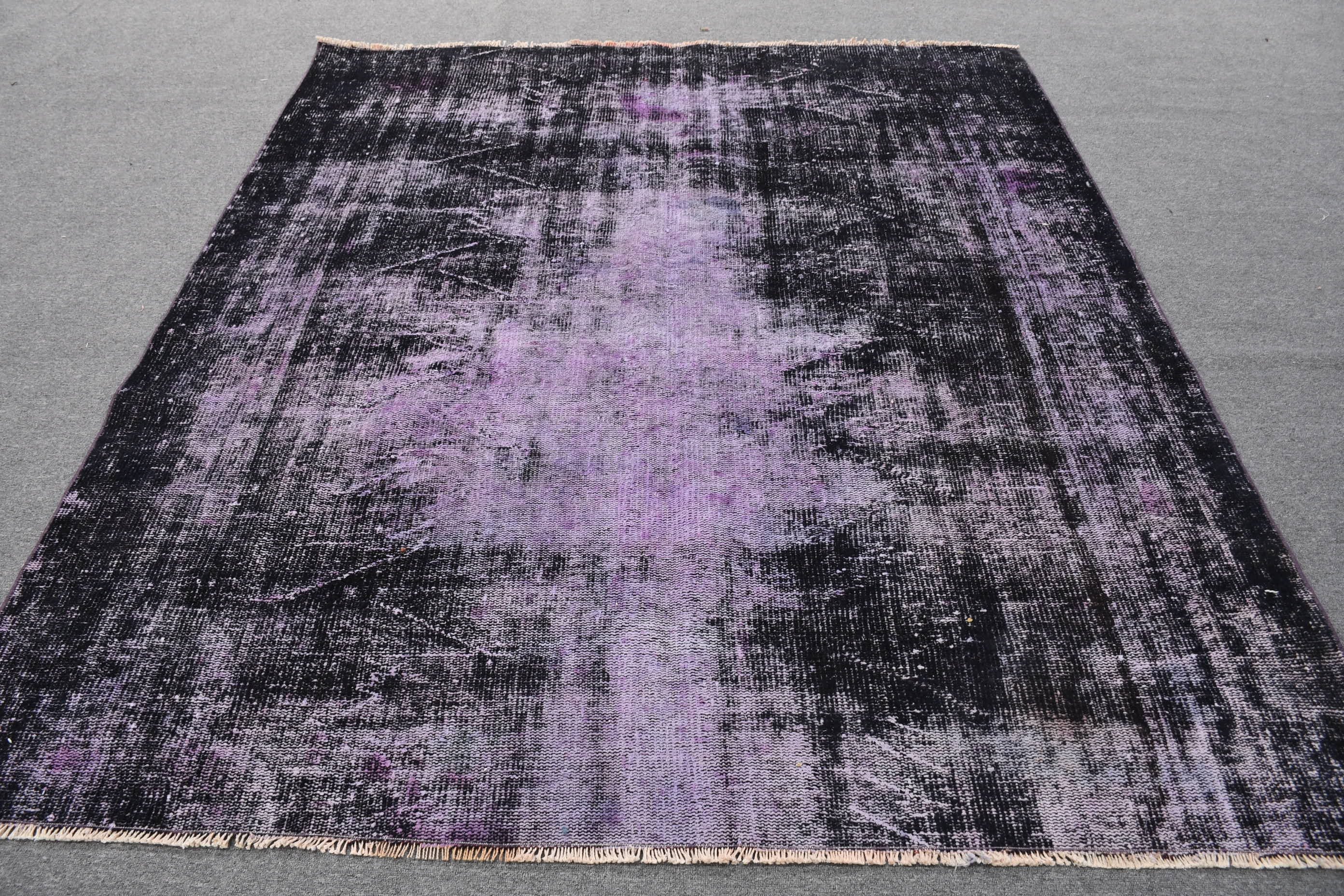 Turkish Rug, Salon Rug, Moroccan Rugs, 6.5x7.2 ft Large Rug, Purple Oriental Rug, Vintage Rug, Living Room Rug, Wool Rug, Rugs for Bedroom