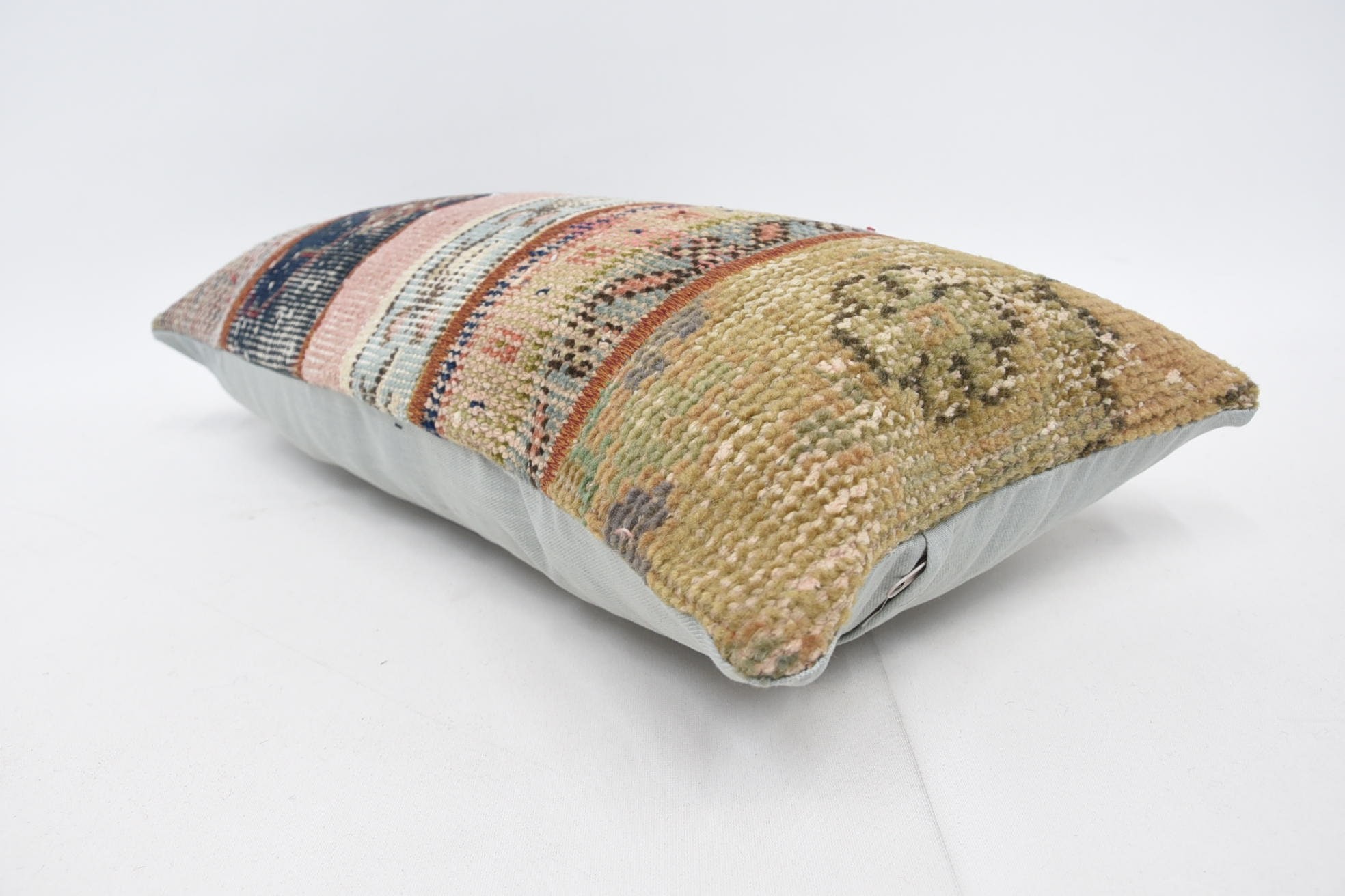 Antique Pillows, Kilim Pillow, Bohemian Cushion Cushion Case, Vintage Kilim Throw Pillow, 12"x24" Beige Pillow, Bed Pillow Case