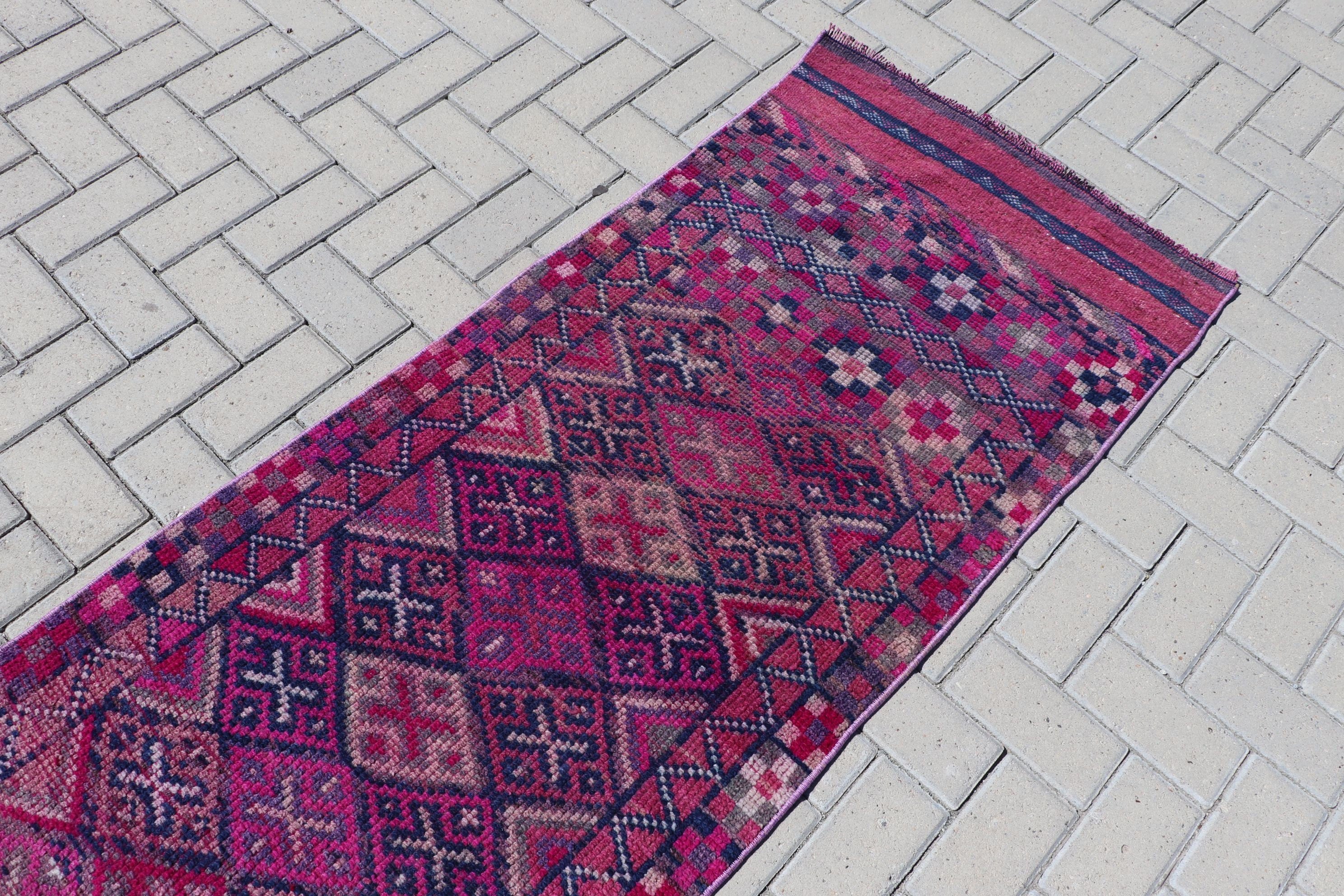 Turkish Rug, Oushak Rug, Anatolian Rug, Rugs for Corridor, Vintage Rug, 2.4x11 ft Runner Rug, Blue Bedroom Rug, Stair Rugs, Hallway Rug