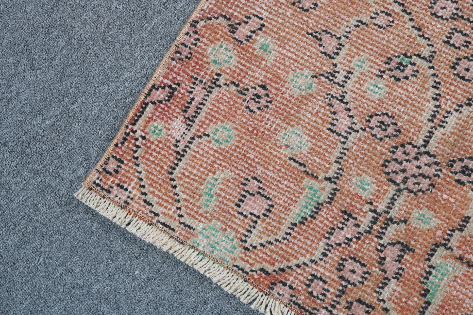 Vintage Rugs, Decorative Rug, Turkish Rugs, Anatolian Rug, Orange Oriental Rugs, Geometric Rugs, 2.7x6.3 ft Accent Rugs, Nursery Rug