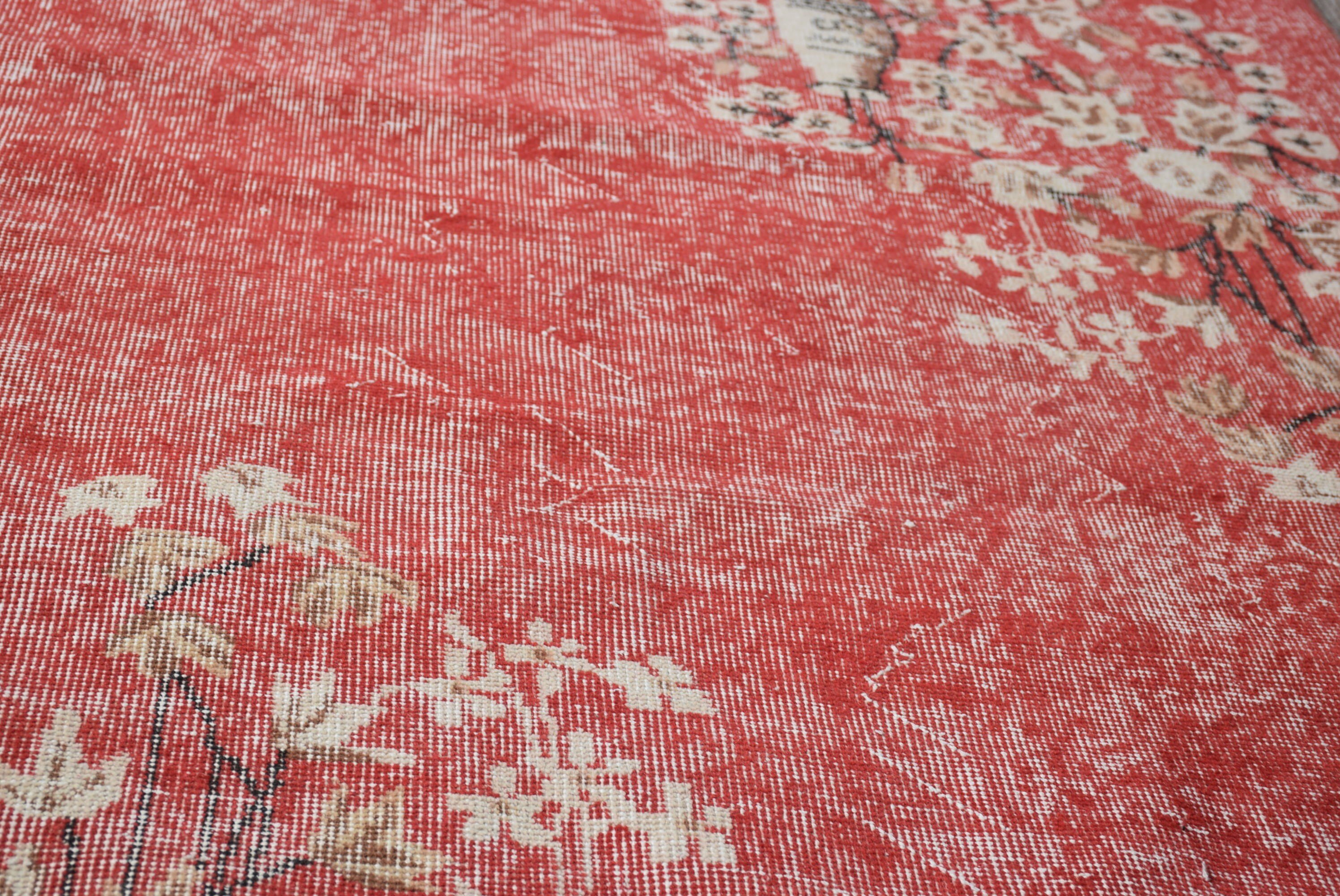 Red Home Decor Rug, Dining Room Rugs, 3.7x6.6 ft Area Rugs, Nursery Rugs, Kitchen Rugs, Art Rug, Anatolian Rug, Turkish Rugs, Vintage Rugs