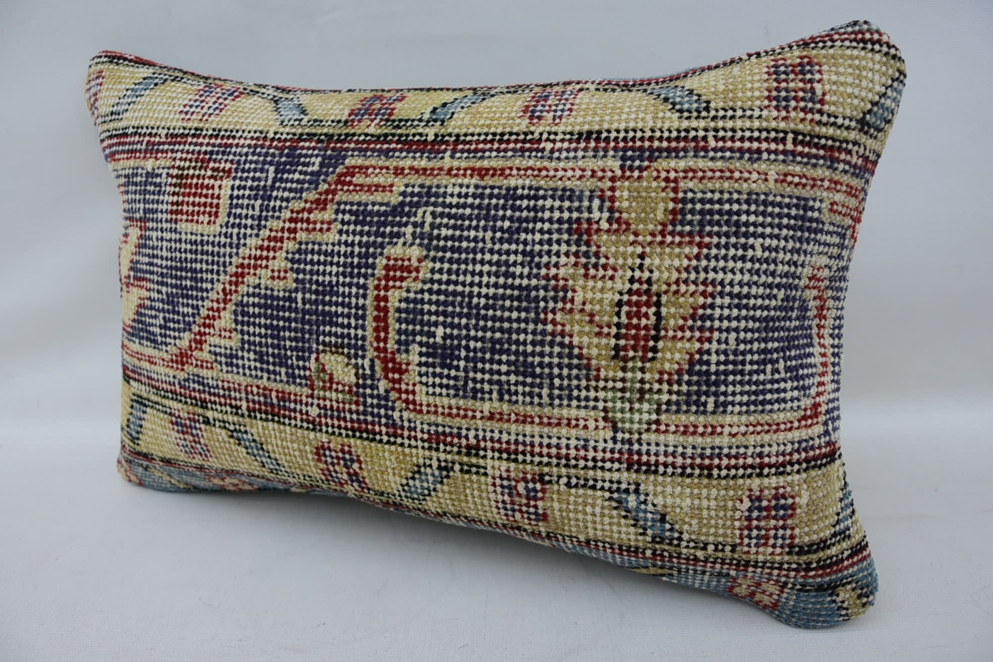 12"x20" Beige Pillow Case, Boho Pillow Sham Cover, Handmade Kilim Cushion, One Of A Kind Pillow Case, Turkish Pillow