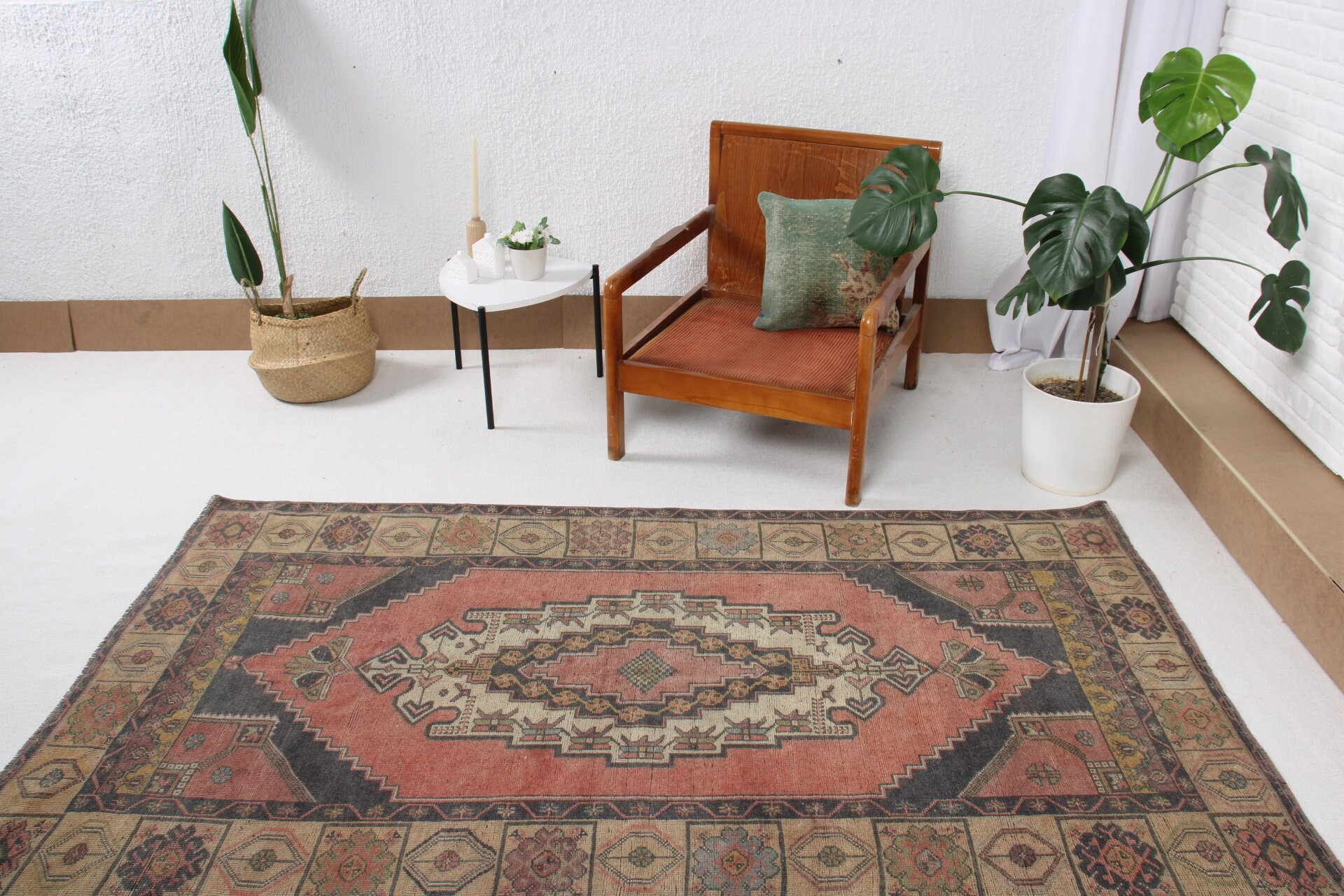 Kitchen Rugs, Floor Rugs, Vintage Rug, Red Home Decor Rug, Turkish Rug, 4.2x7.3 ft Area Rugs, Indoor Rugs, Antique Rugs, Boho Area Rug Rugs