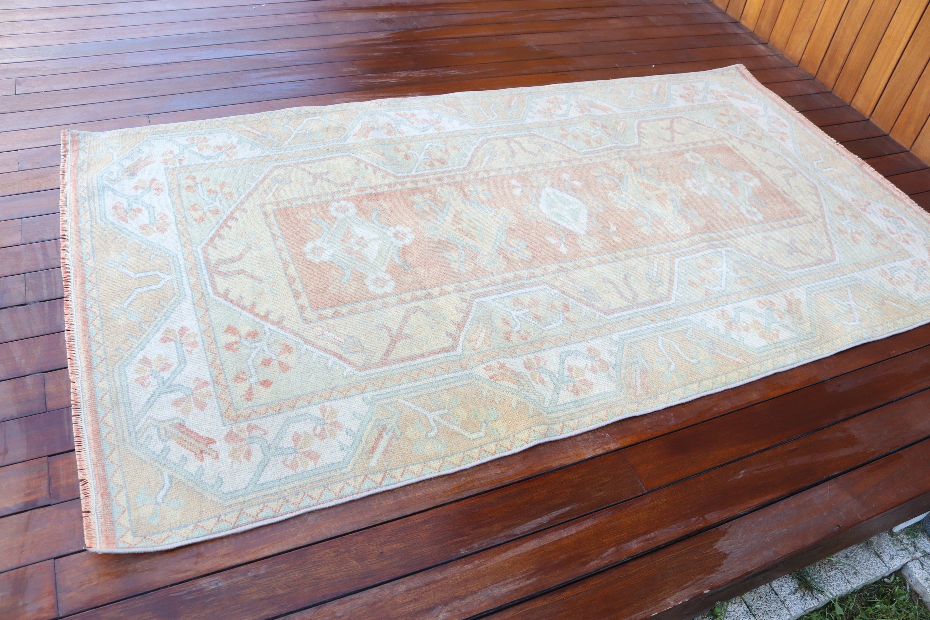 Bej Modern Halı, Mutfak Halısı, 3,9x7,2 ft Alan Halısı, Ofis Halıları, Vintage Halılar, Yatak Odası Halısı, Vintage Alan Halıları, Türk Halısı, Yer Halısı