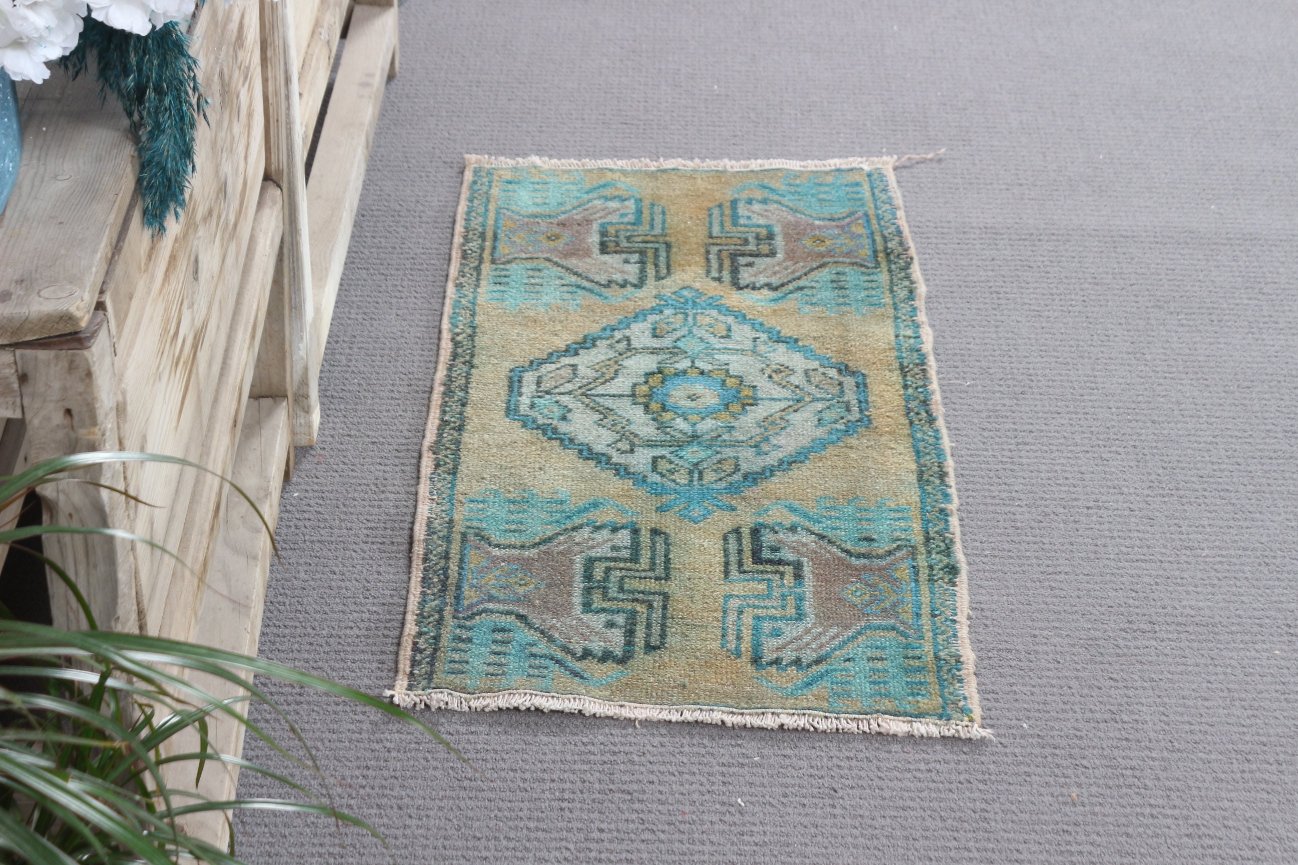 Rugs for Bath, Vintage Rugs, Wall Hanging Rug, Blue Wool Rug, Bath Rug, Moroccan Rug, Turkish Rug, 1.5x2.9 ft Small Rug, Cool Rugs, Art Rug