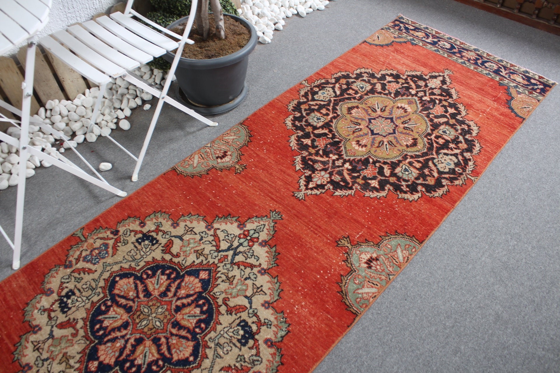 Hallway Rug, Rugs for Runner, Vintage Rug, Oushak Rug, Red  3x13.3 ft Runner Rug, Kitchen Rugs, Cool Rugs, Turkish Rug