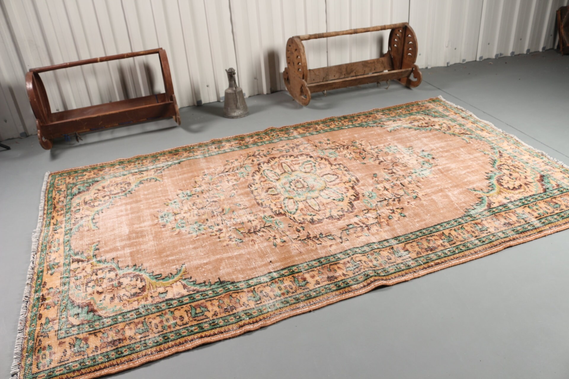 Turkish Rug, Living Room Rugs, Kitchen Rugs, Oushak Rugs, Vintage Rugs, Rugs for Dining Room, Brown Bedroom Rug, 5.7x9.4 ft Large Rug