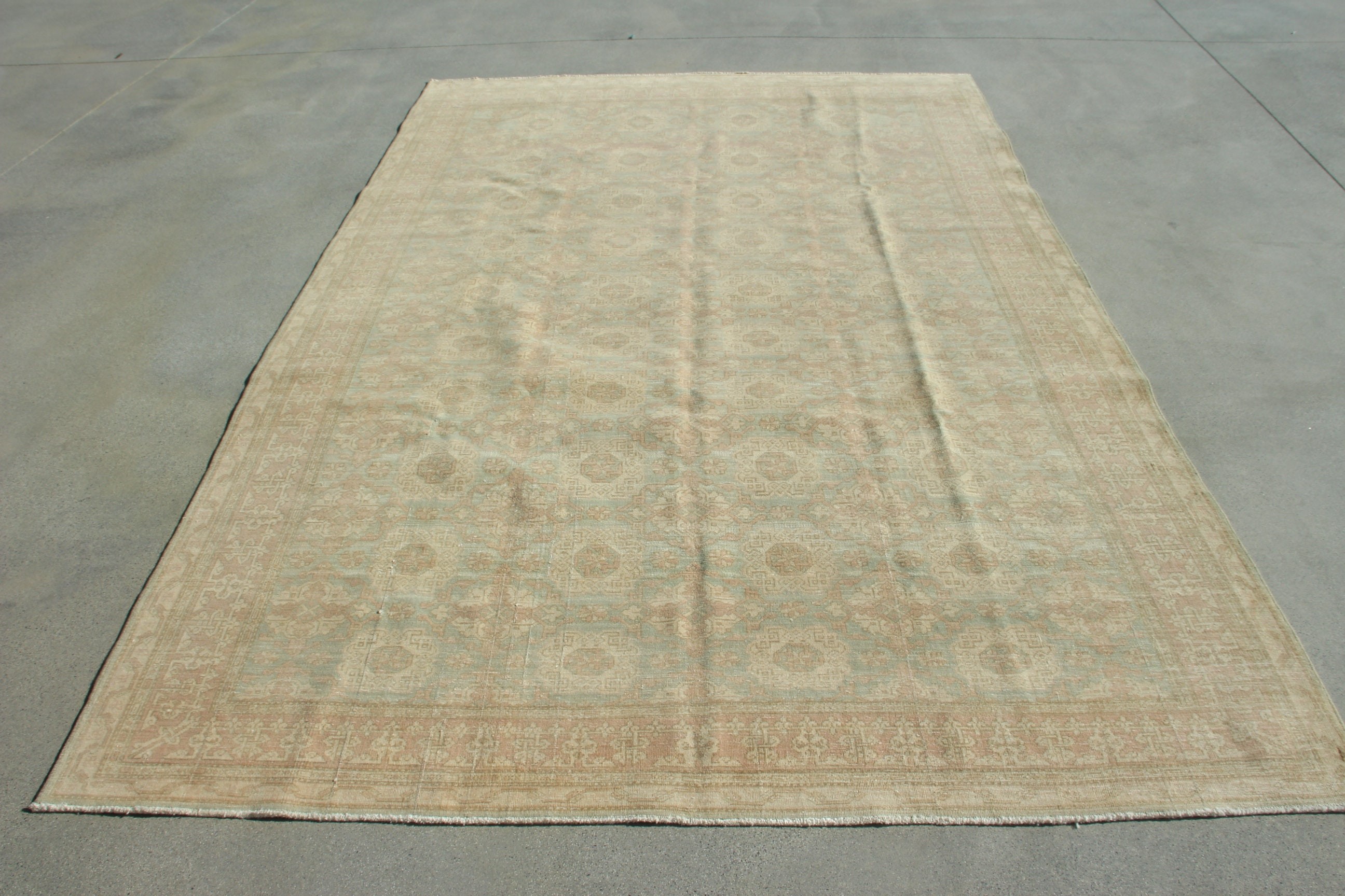 6.4x9.6 ft Büyük Halılar, Yemek Odası Halıları, Mavi Geometrik Halılar, Türk Halıları, Dış Mekan Halıları, Vintage Halılar, Boho Halıları, Salon Halıları