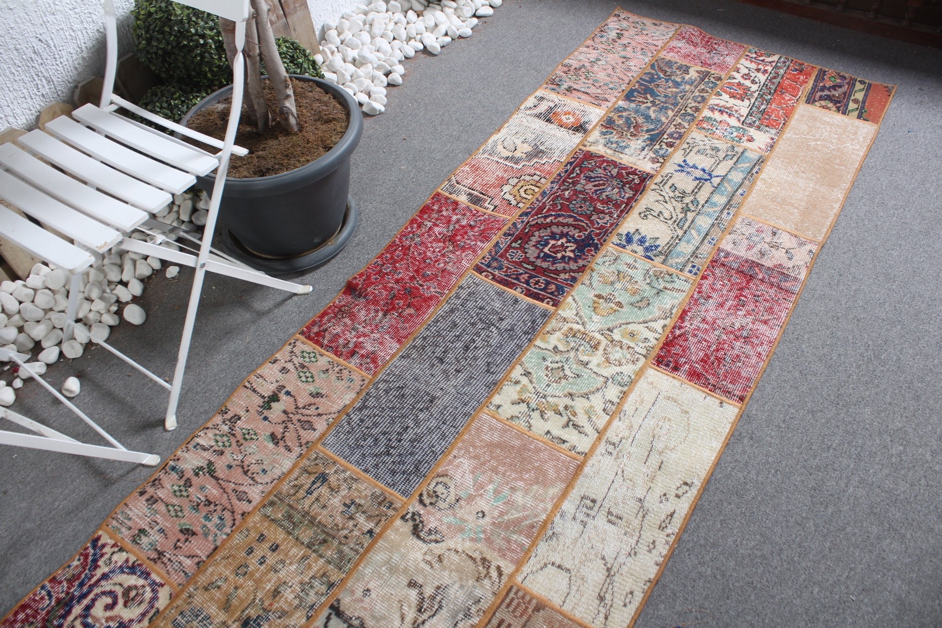 Eclectic Rugs, Wool Rugs, Rainbow Antique Rugs, Hallway Rugs, 2.9x13.6 ft Runner Rug, Vintage Rug, Corridor Rug, Turkish Rug, Antique Rug