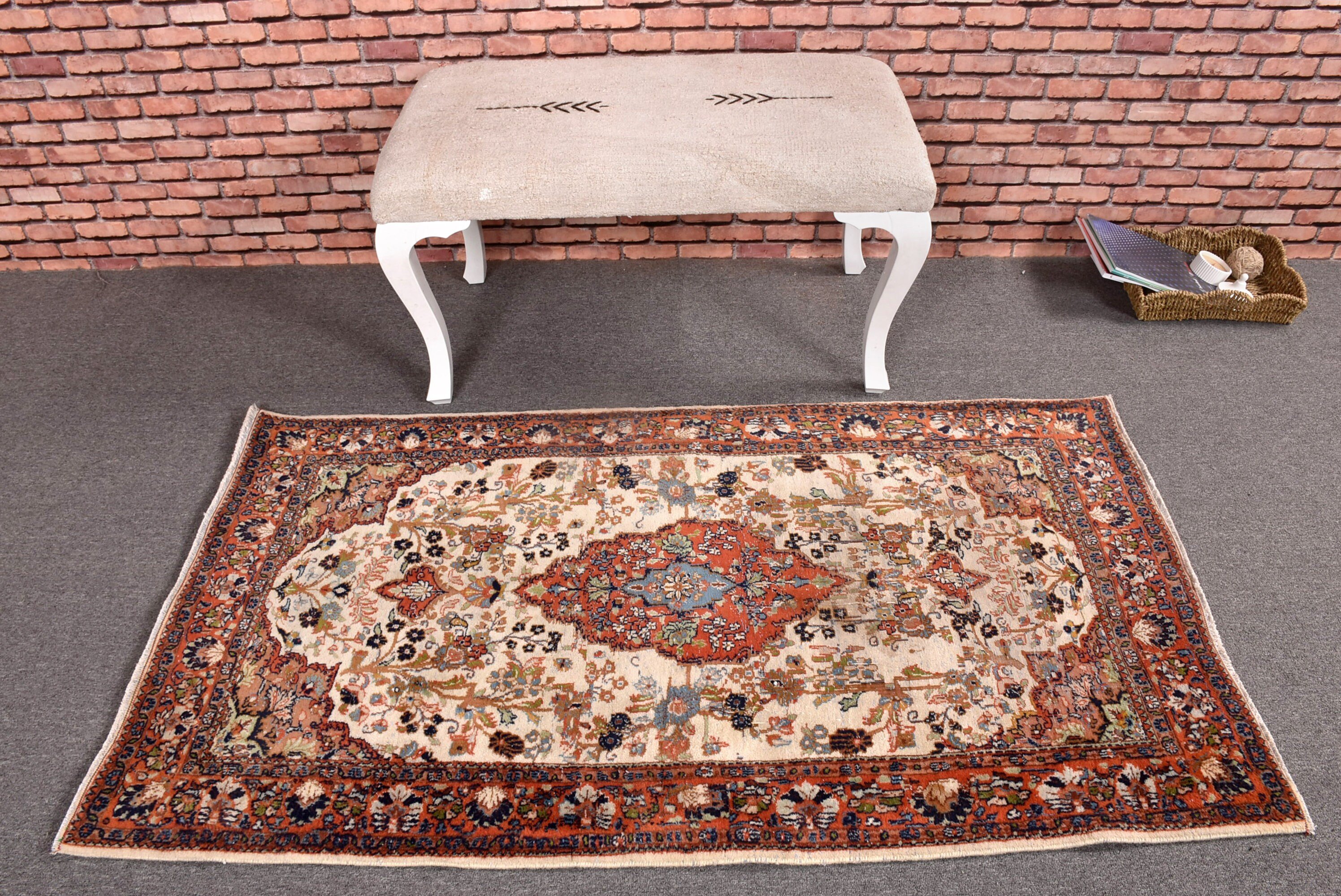 Boho Accent Halı, Vintage Accent Halılar, 2.9x5.2 ft Accent Halılar, Vintage Halılar, Modern Halılar, Bej Ev Dekorasyonu Halısı, Türk Halısı