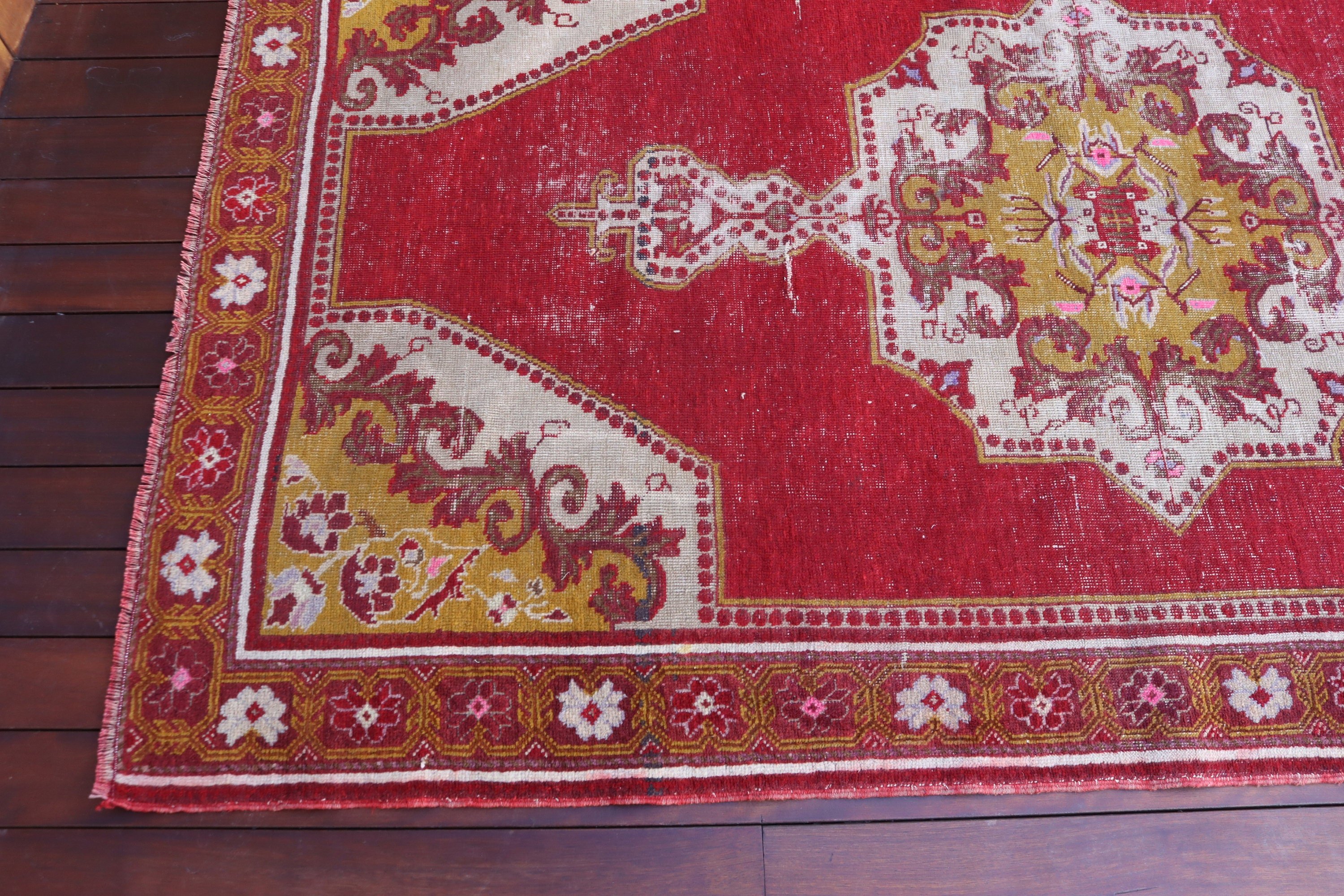 Vintage Rugs, Rugs for Dining Room, Red Home Decor Rugs, Moroccan Rug, 4.3x6.9 ft Area Rug, Turkish Rugs, Floor Rug