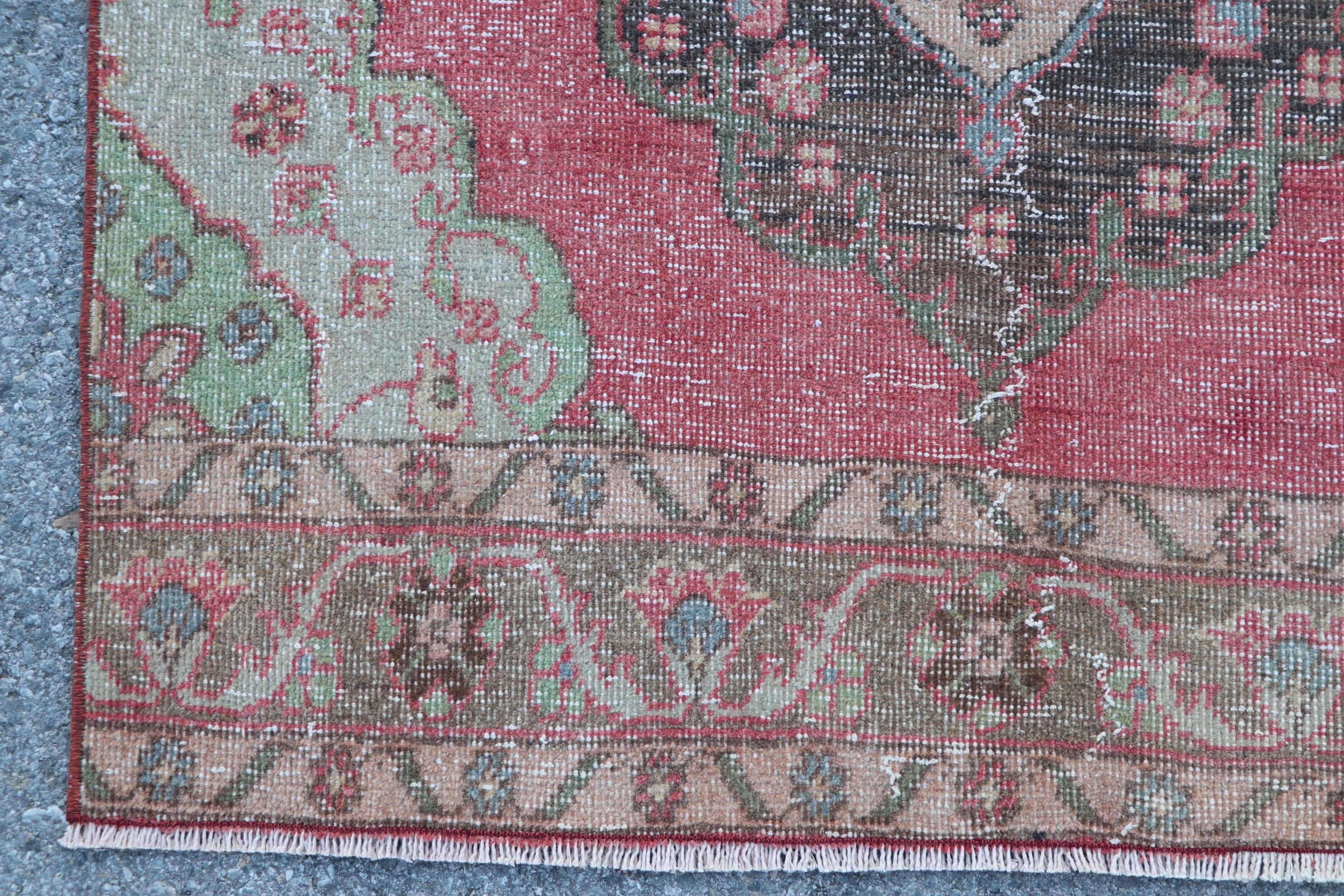 Pastel Halı, Türk Halısı, Yer Halısı, Vintage Halı, 3,4x12,3 ft Runner Halısı, Pembe Mutfak Halıları, Runner Halıları, Oryantal Halı, Koridor Halısı