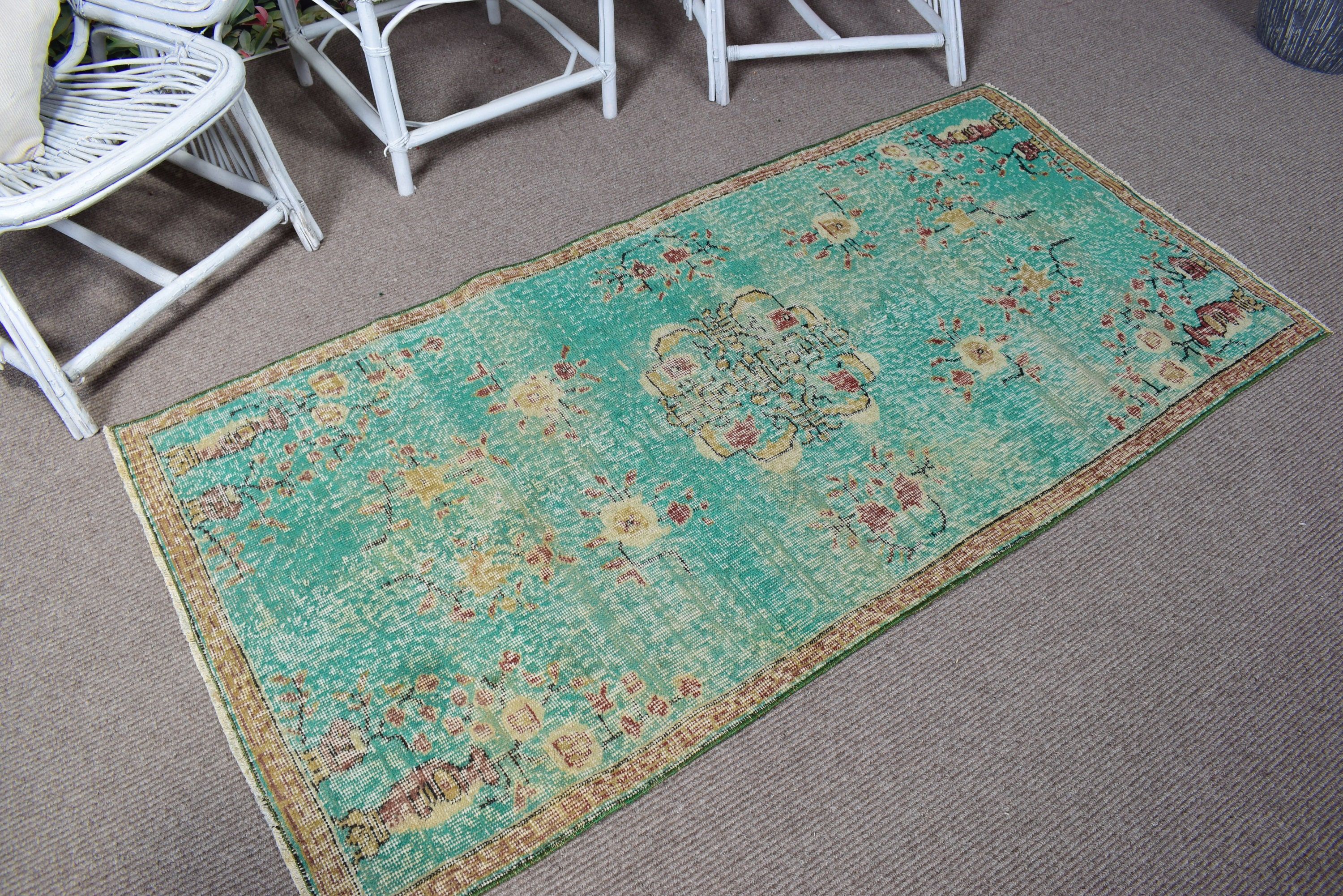 Boho Rug, 3.1x6.2 ft Accent Rug, Rugs for Boho Accent, Green Oushak Rug, Vintage Rug, Entry Rug, Decorative Rugs, Turkish Rug, Kitchen Rug