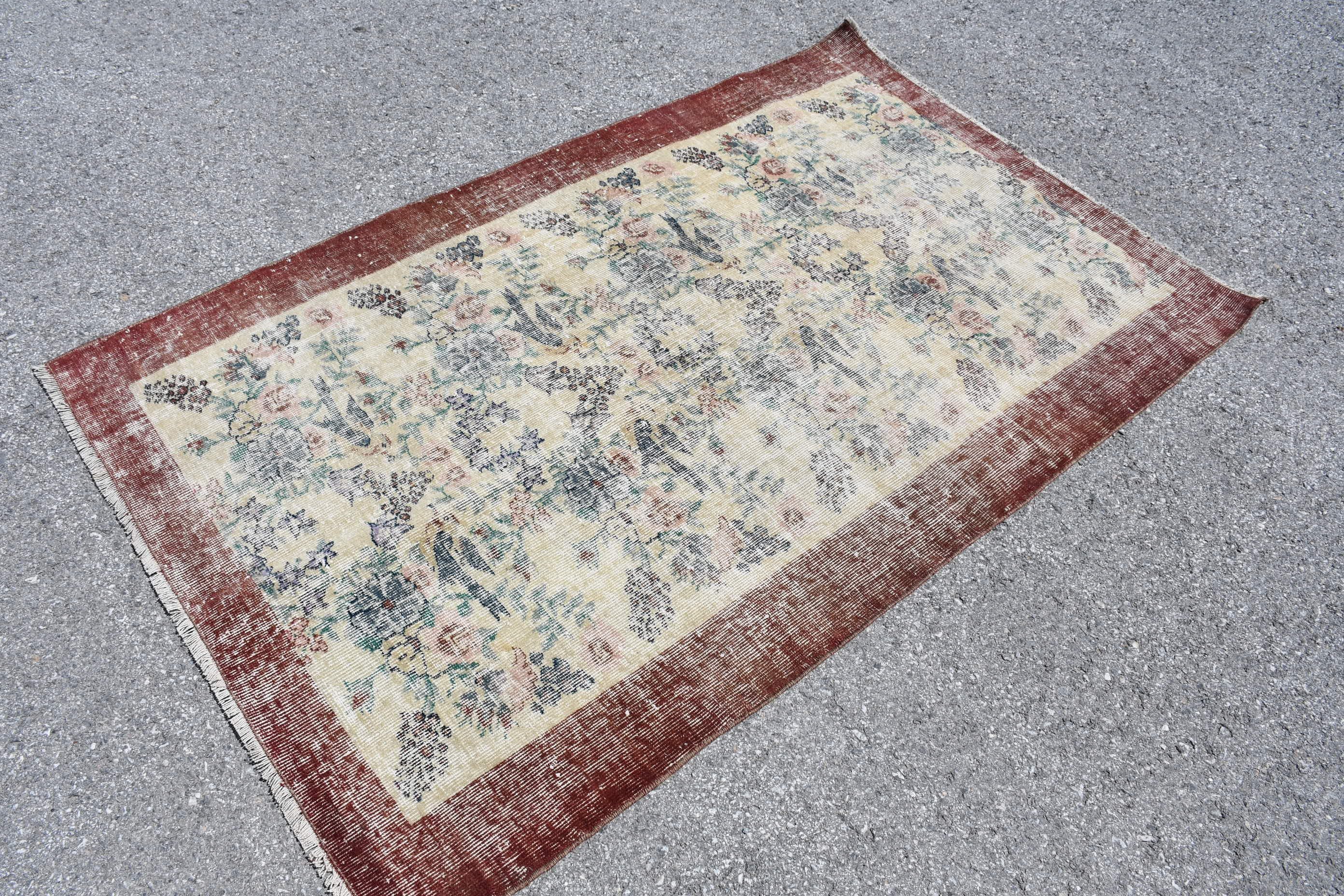 Nursery Rug, Vintage Rug, Bedroom Rugs, Rugs for Bedroom, 3.8x6.1 ft Accent Rugs, Red Antique Rug, Turkish Rug, Floor Rug, Oriental Rug