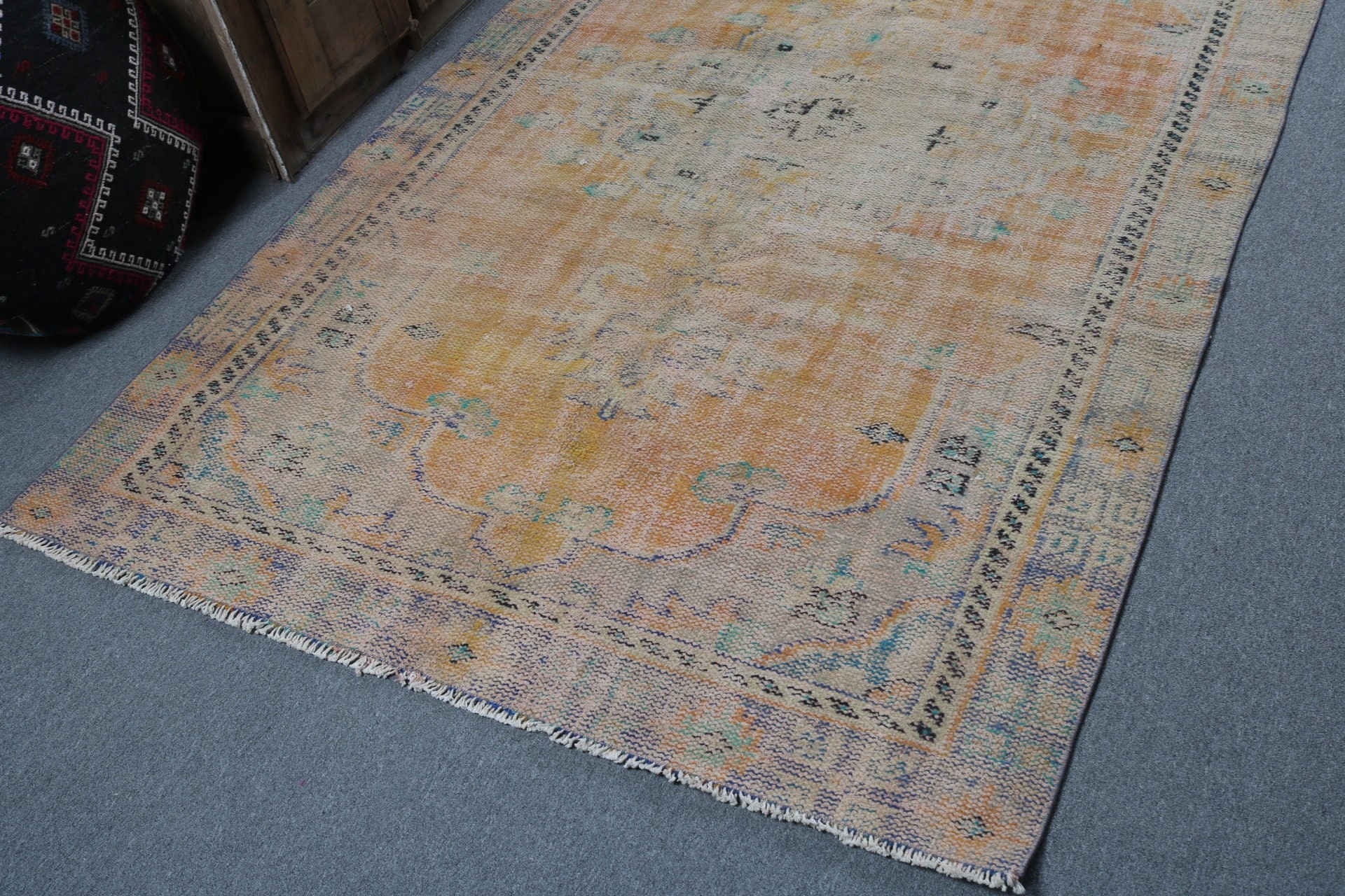 Tribal Rugs, Turkish Rugs, Yellow Oriental Rug, Vintage Rugs, Dining Room Rug, Salon Rugs, Flatweave Rug, Wool Rug, 4.9x8.4 ft Large Rug