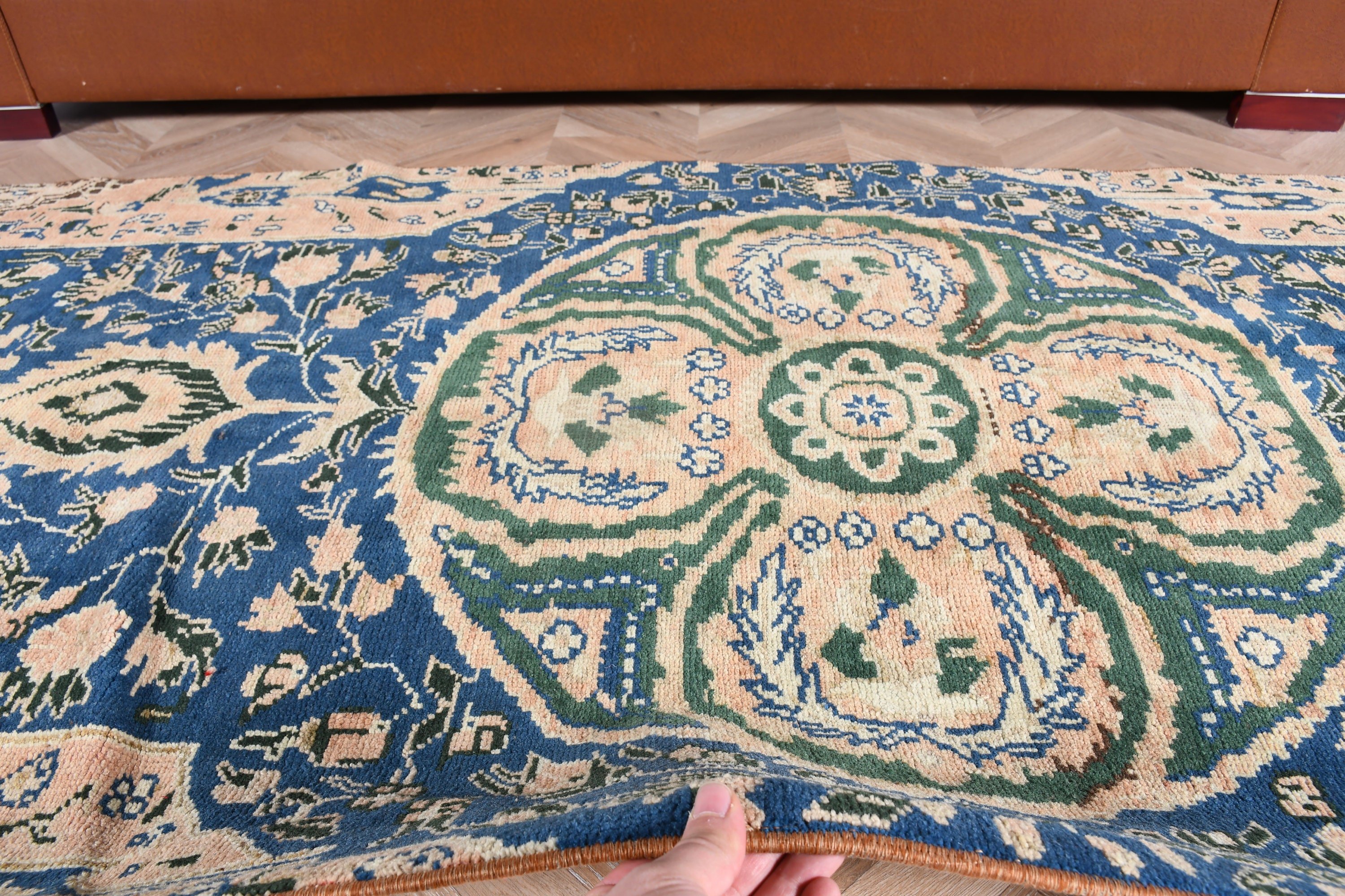 Antika Halı, Mavi Oryantal Halı, Türk Halıları, Vintage Halılar, Etnik Halı, Runner Halıları, 3.5x11.5 ft Runner Halı, Merdiven Halısı