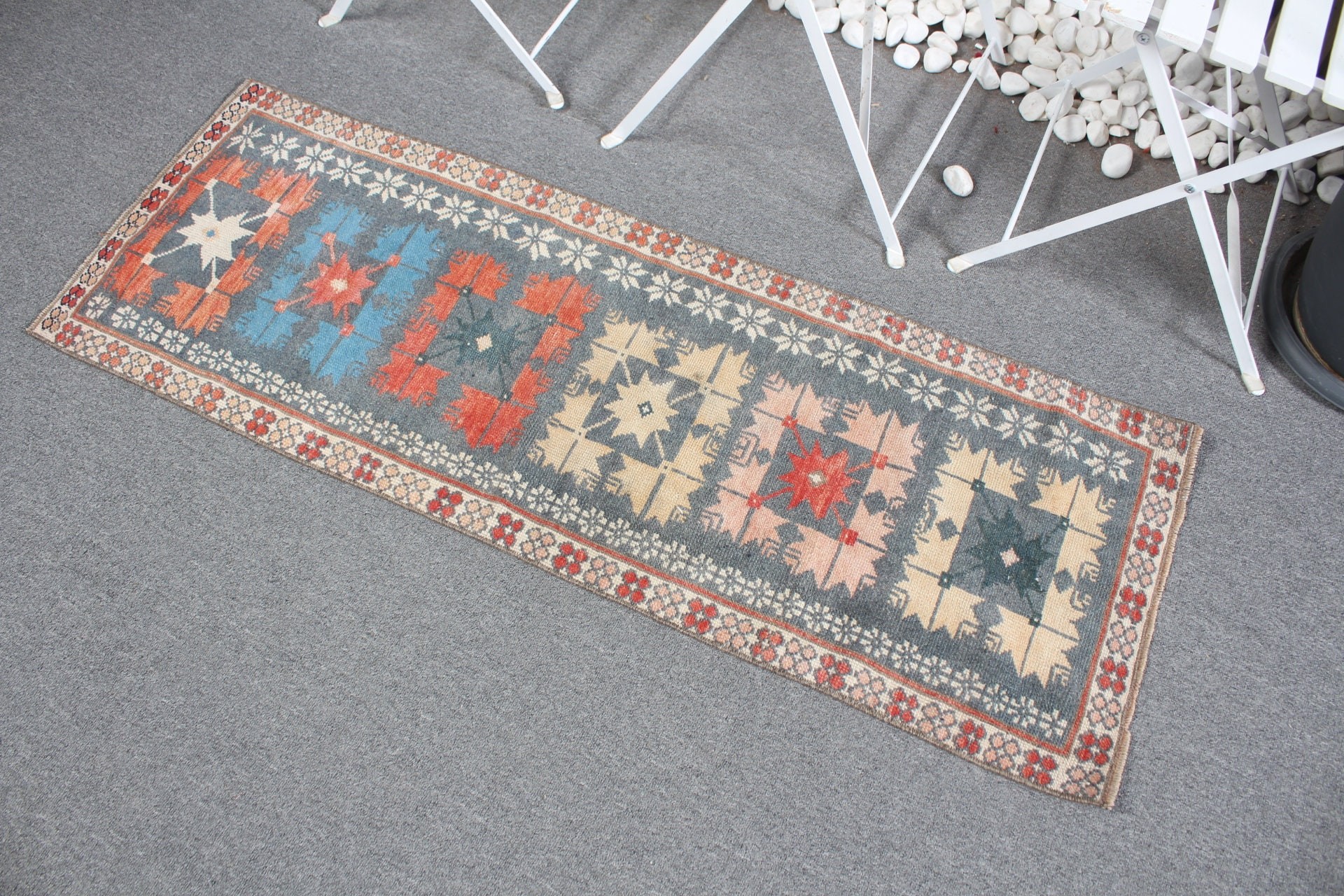 Vintage Rug, Entry Rugs, Oriental Rug, Floor Rug, Rugs for Car Mat, 1.7x4.6 ft Small Rug, Gray Home Decor Rug, Turkish Rugs, Bedroom Rugs