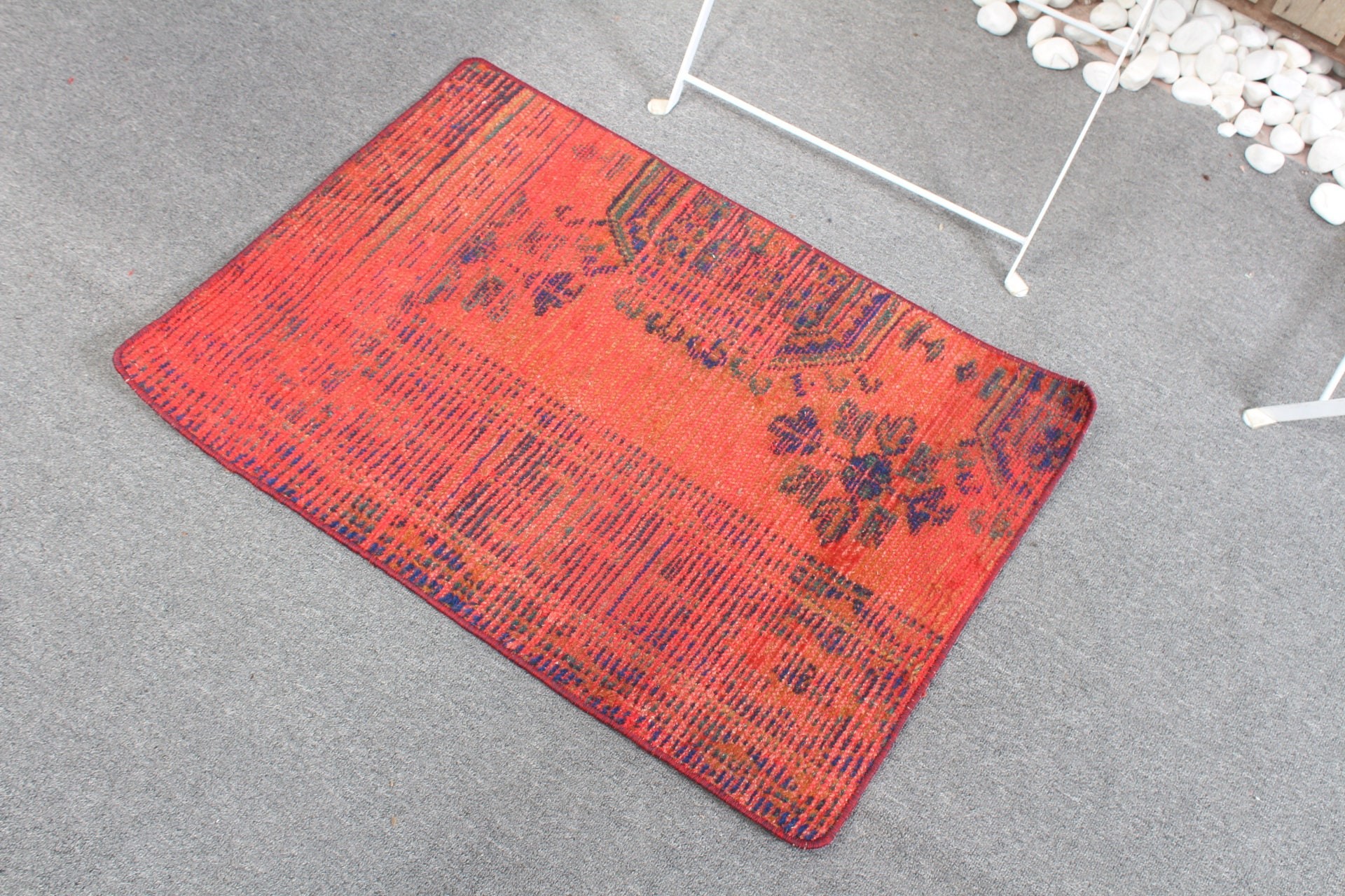 Turkish Rug, Bath Rugs, Vintage Rug, 1.9x2.7 ft Small Rugs, Ethnic Rug, Kitchen Rugs, Red Moroccan Rug, Rugs for Wall Hanging, Wool Rug