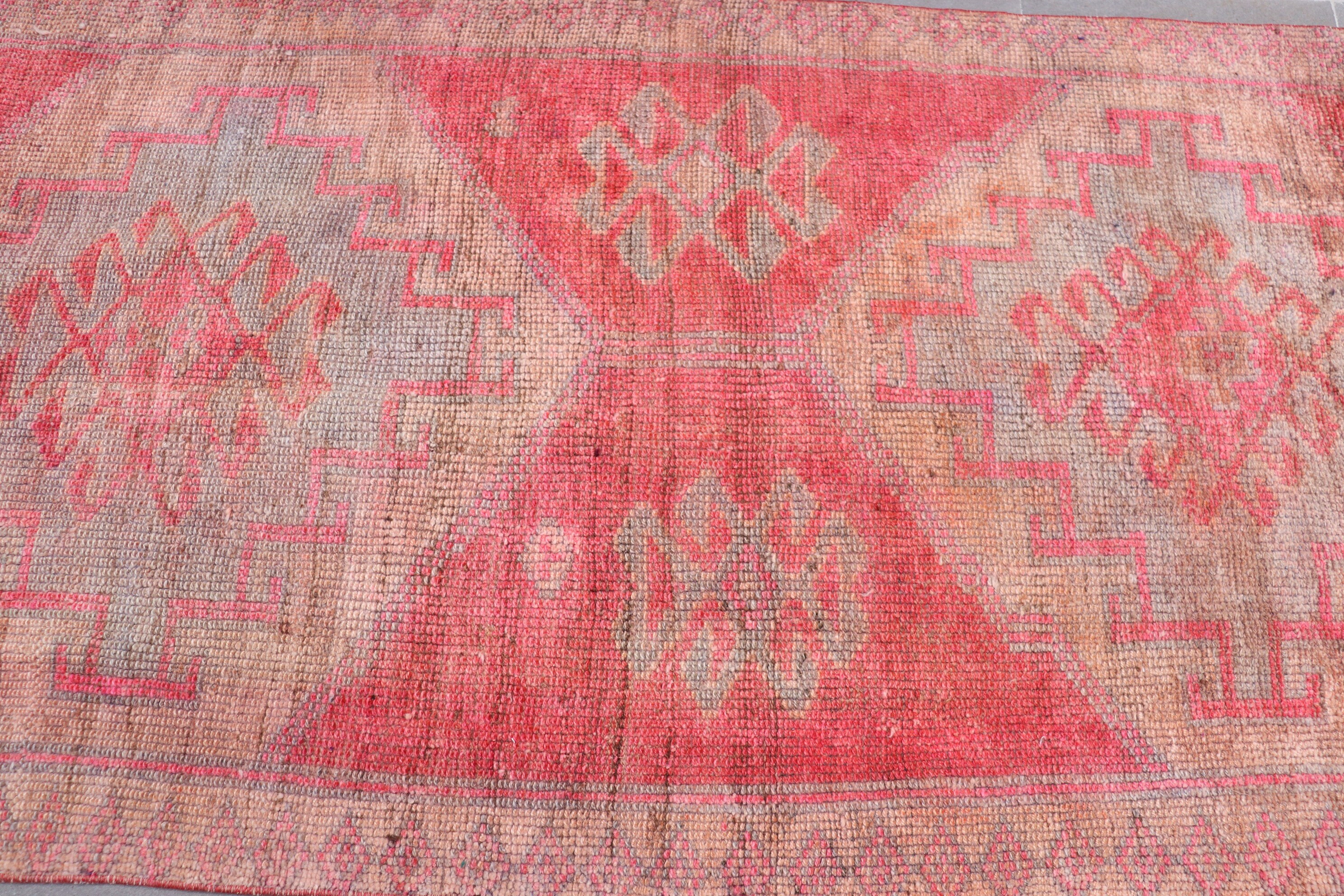 Pink Oriental Rug, 3.9x11.1 ft Runner Rugs, Kitchen Rug, Oushak Rug, Turkish Rugs, Stair Rug, Oriental Rug, Rugs for Runner, Vintage Rug