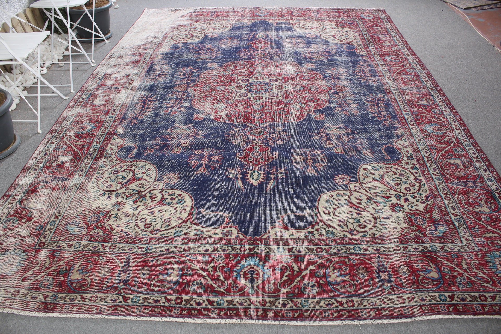 8.3x11.5 ft Büyük Boy Halı, Yatak Odası Halıları, Özel Halılar, Vintage Halı, Mavi Oryantal Halılar, Oushak Halı, Yemek Odası Halıları, Türk Halıları, Salon Halısı