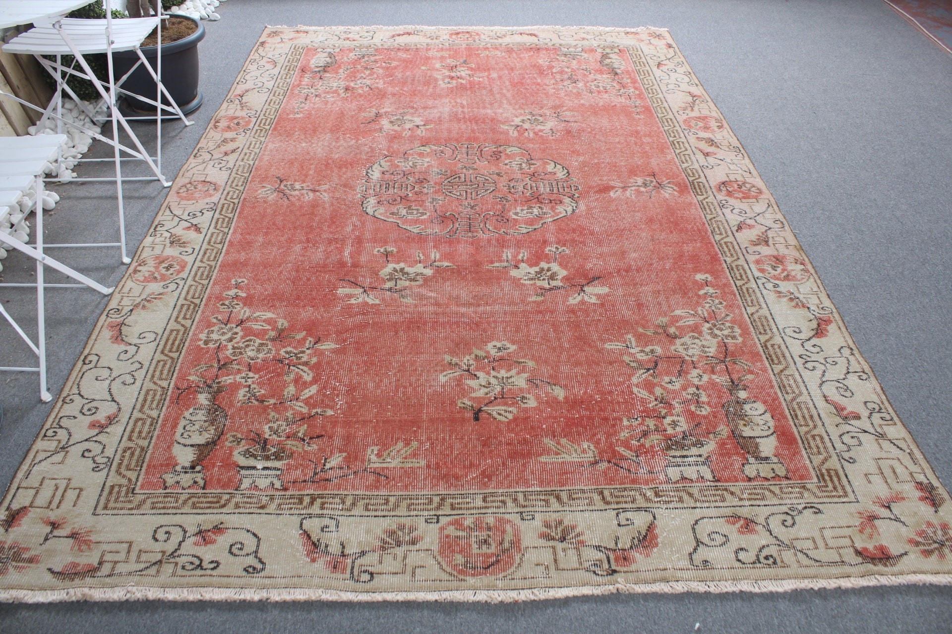 Yatak Odası Halısı, Antika Halılar, Salon Halıları, Türk Halıları, Yer Halısı, 6.4x9.7 ft Büyük Halı, Vintage Halı, Kırmızı Soğuk Halı, Yemek Odası Halıları