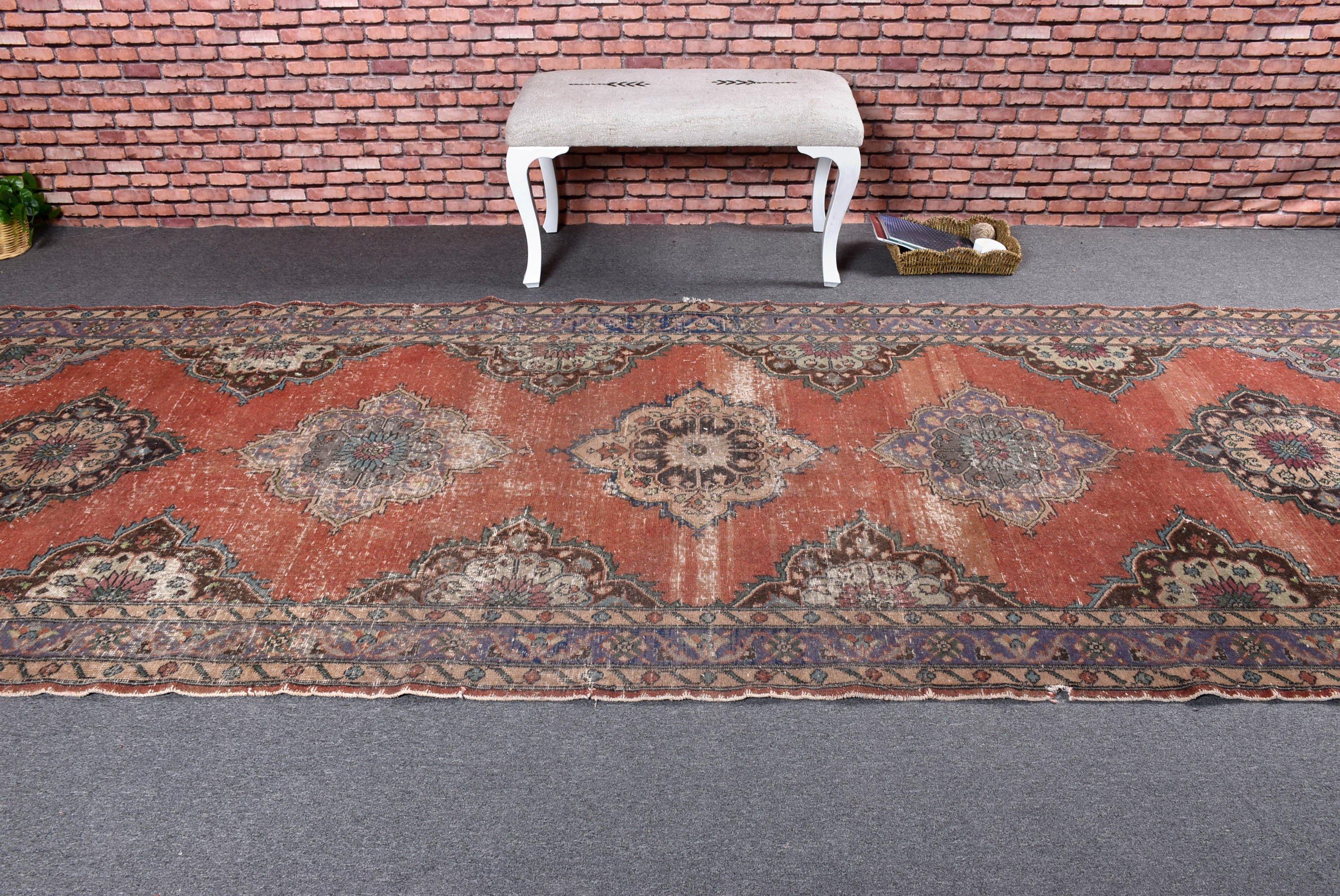 Corridor Rugs, Turkish Rug, Vintage Rugs, Red Luxury Rug, Wool Rugs, Tribal Rugs, 4.8x12.5 ft Runner Rug, Rugs for Corridor, Flatweave Rugs