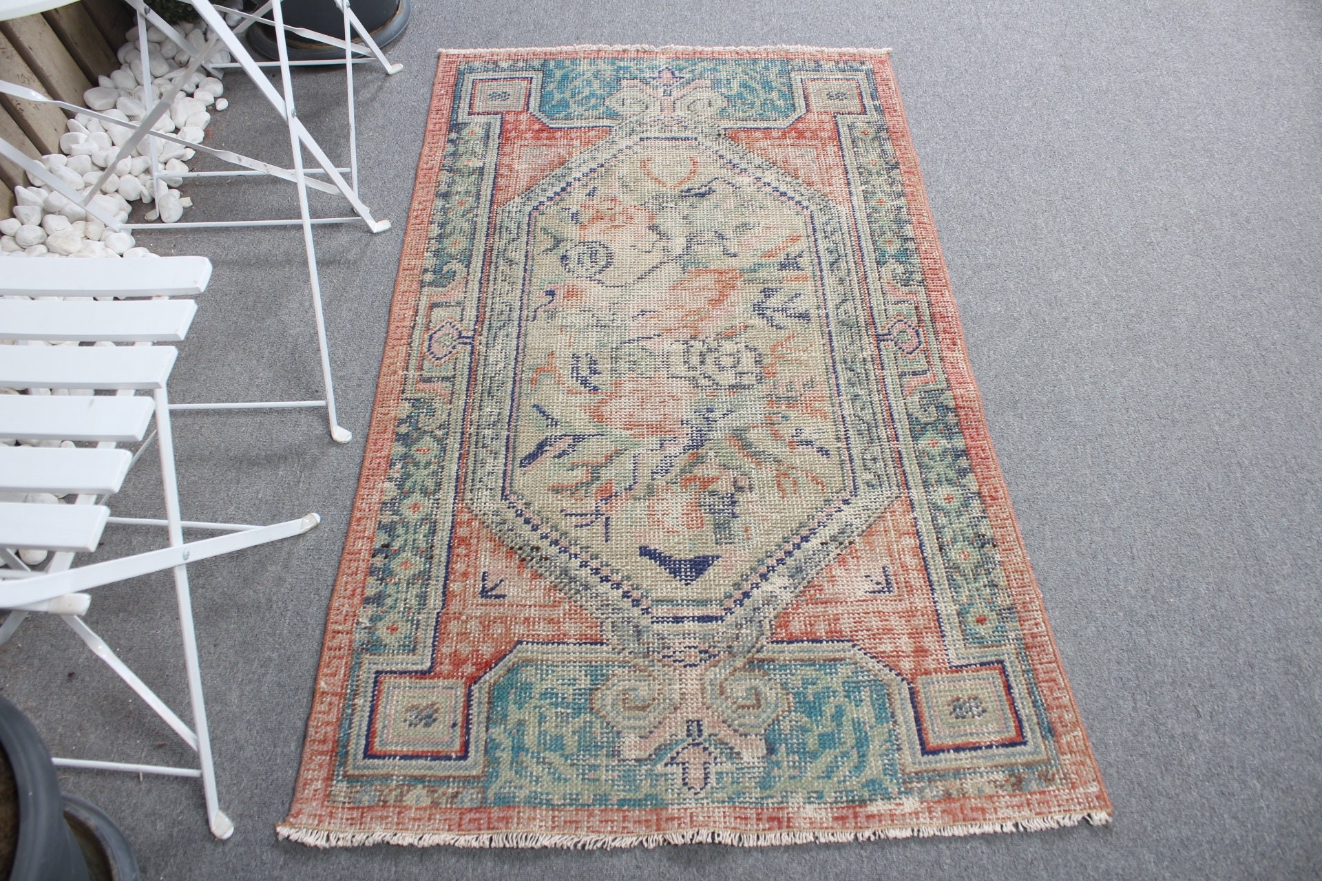 Yeşil Oushak Halı, Yatak Odası Halısı, Vintage Halı, 3x4.9 ft Küçük Halı, Banyo Halıları, Antika Halı, Türk Halısı, Araba Paspas Halısı, Mutfak Halıları