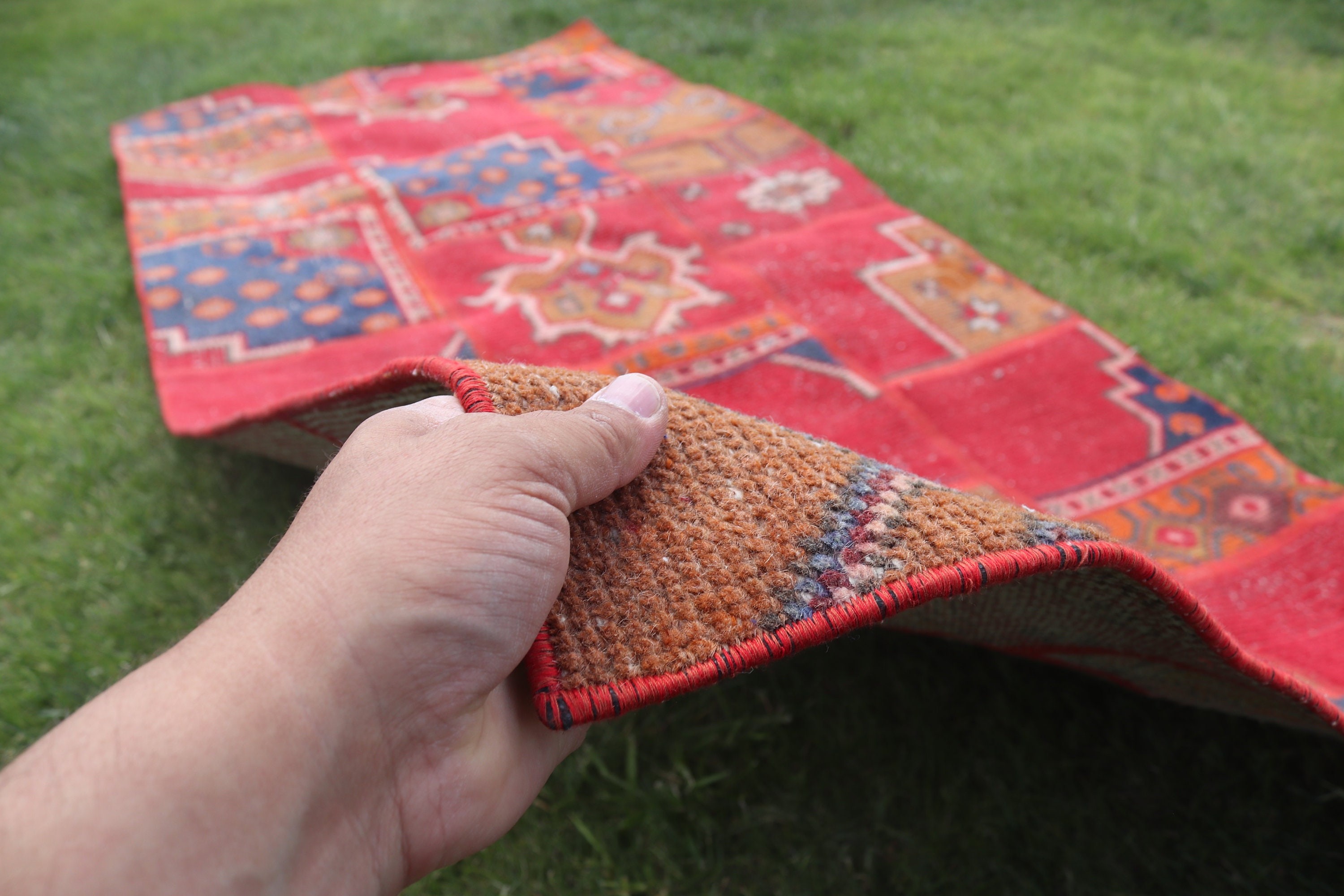 Turkish Rug, Rugs for Boho Accent, Vintage Rugs, Bedroom Rugs, Nursery Rugs, 3x6.7 ft Accent Rugs, Red Boho Rugs, Floor Rugs, Cool Rugs