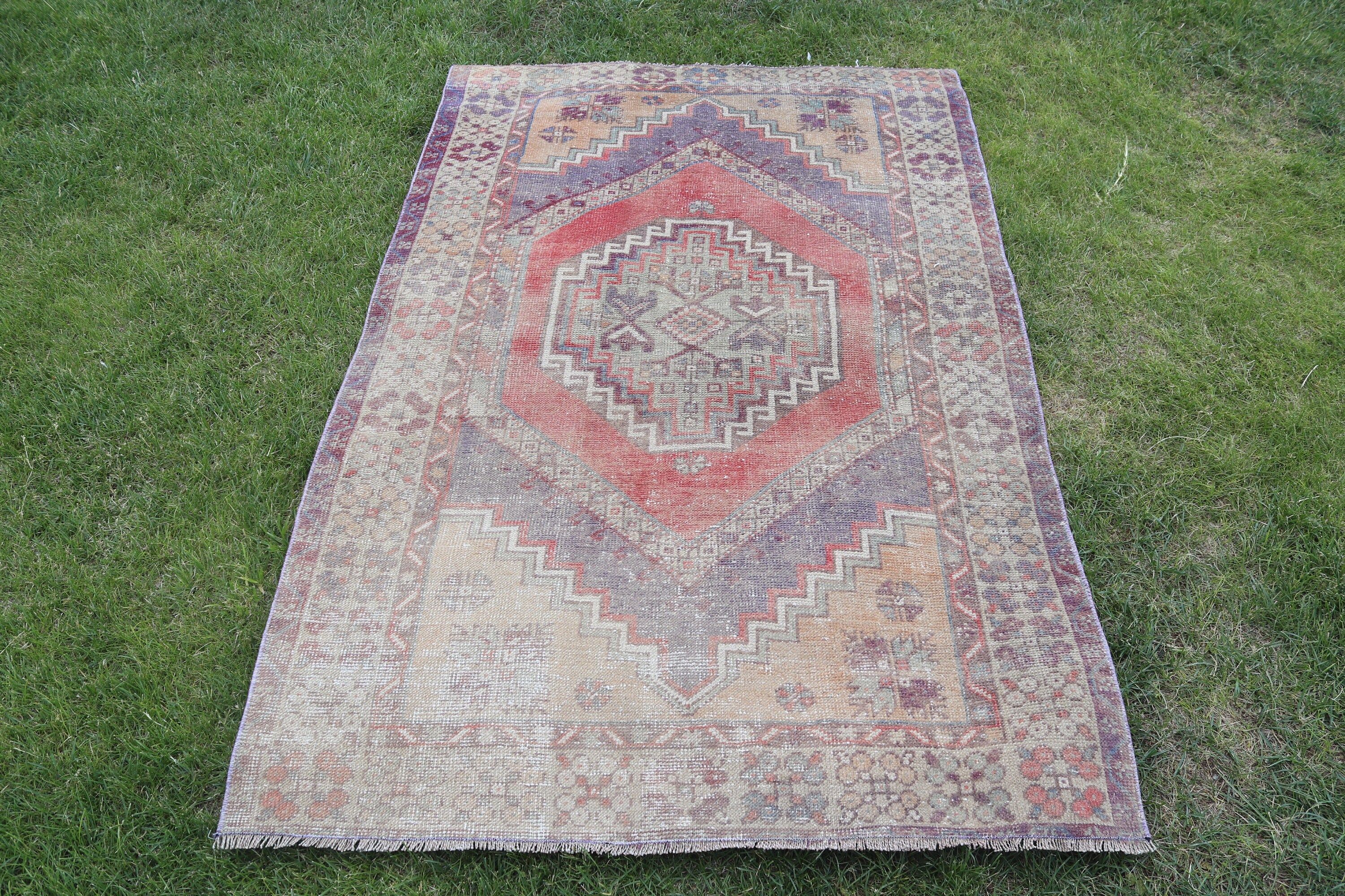 3,5x5,5 ft Aksan Halıları, Giriş Halıları, Mor Fas Halıları, Vintage Halı, Lüks Halı, Vintage Vurgu Halısı, Boho Halıları, Modern Halılar, Türk Halısı