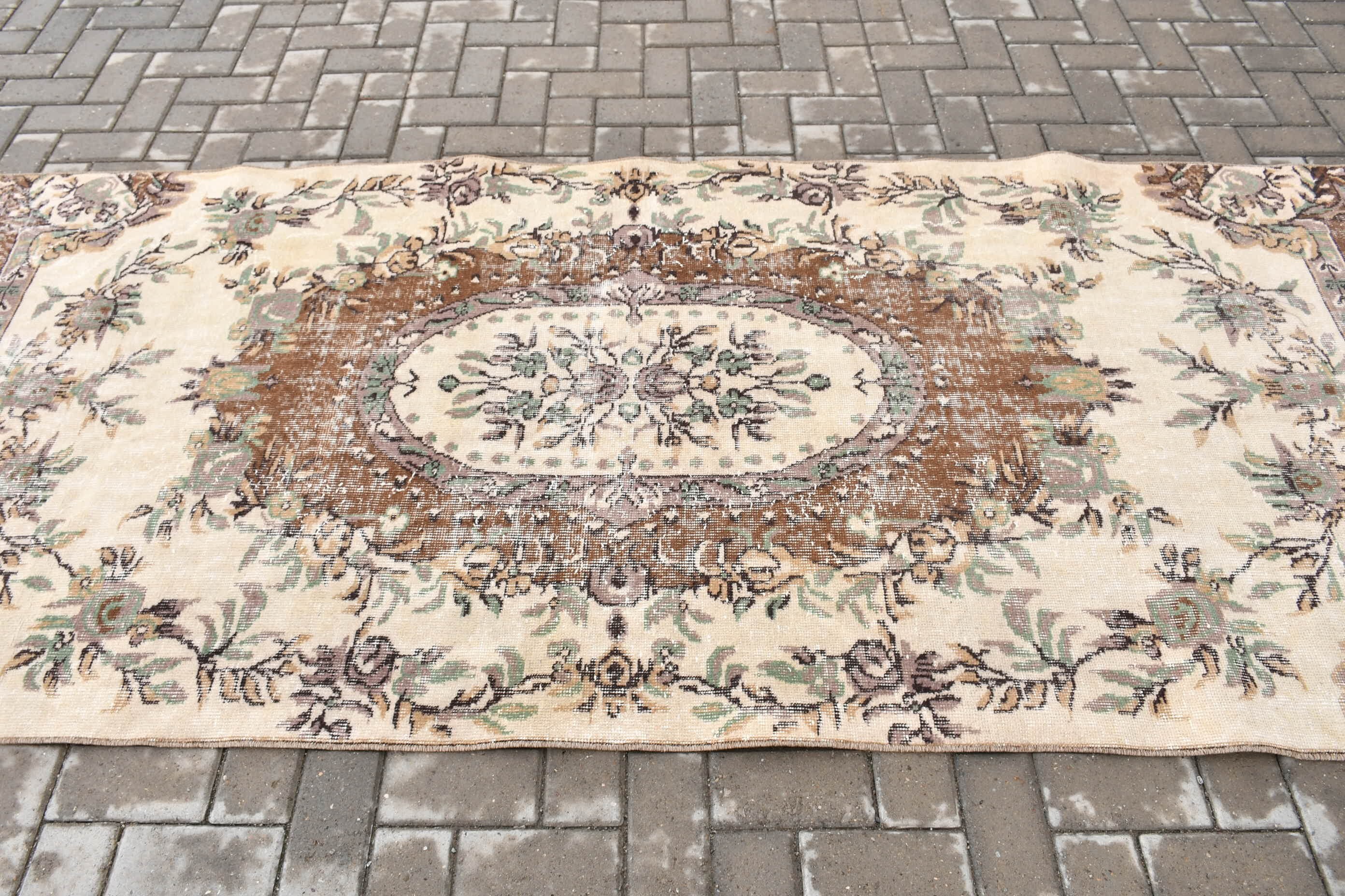 Bedroom Rugs, Beige  3.9x9 ft Area Rug, Anatolian Rugs, Nursery Rugs, Pale Rugs, Vintage Rug, Rugs for Indoor, Turkish Rug