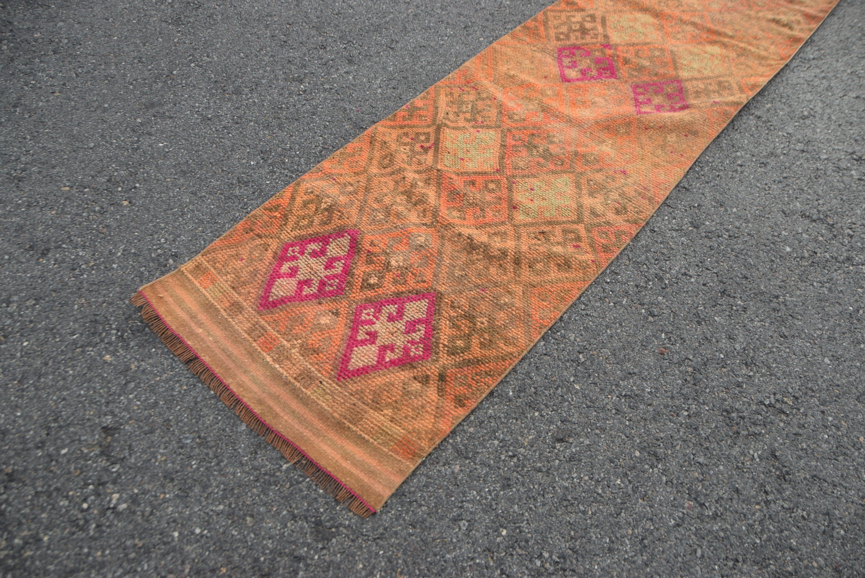 Vintage Rug, Rugs for Runner, Cool Rugs, Orange Home Decor Rug, 2.5x13.7 ft Runner Rug, Stair Rug, Turkish Rug, Turkey Rug