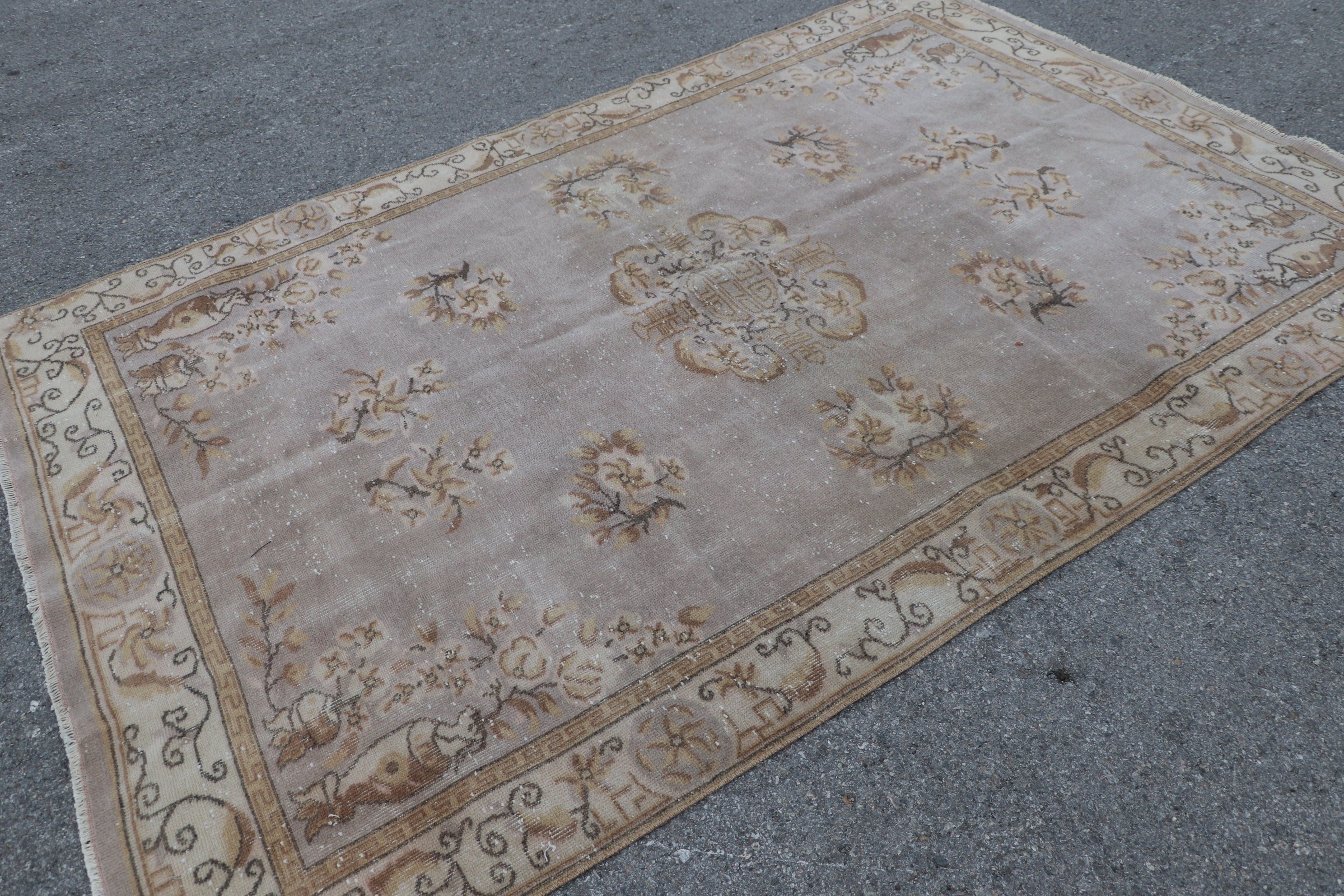 Vintage Halılar, Yün Halı, 5,6x8,6 ft Büyük Halı, Fas Halıları, Retro Halı, Türk Halısı, Kahverengi Oryantal Halılar, Oturma Odası Halısı, Yemek Odası Halısı