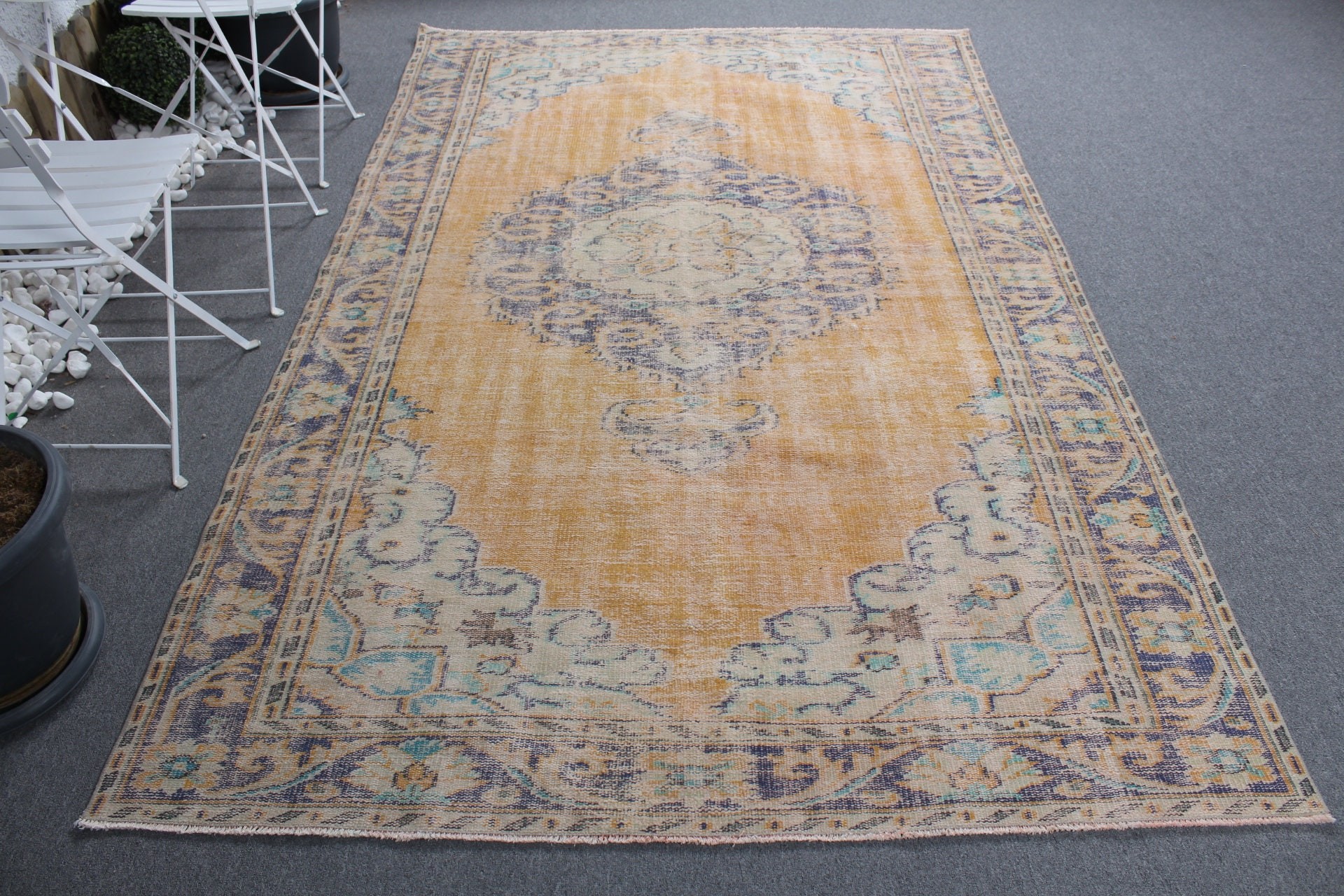 Oushak Halı, Vintage Halı, Türk Halıları, Oturma Odası Halıları, Yatak Odası Halısı, Turuncu Anadolu Halıları, Mutfak Halısı, Özel Halılar, 5,5x9,2 ft Büyük Halı