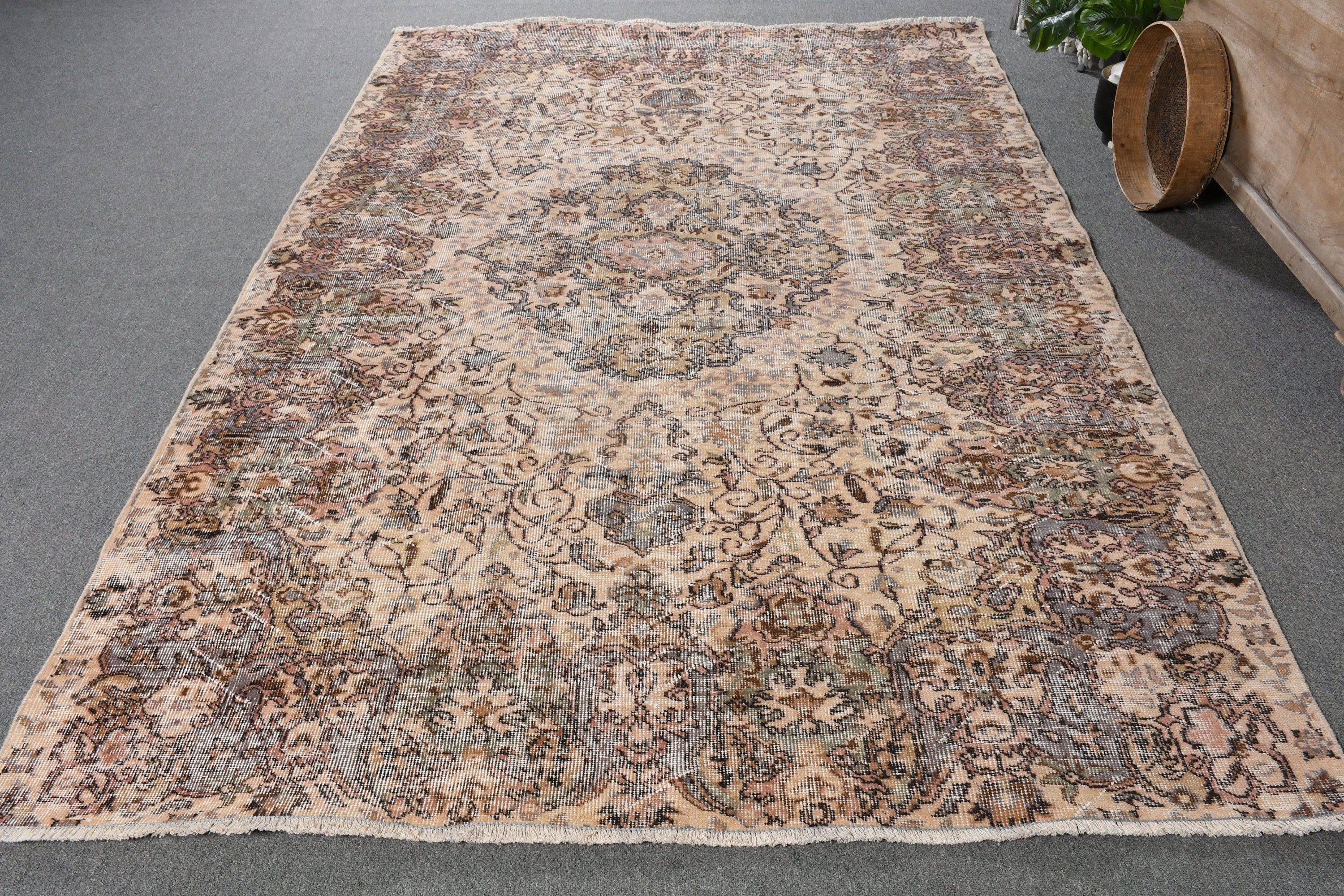 Vintage Halılar, 5.8x8.6 ft Büyük Halılar, Bej Anadolu Halısı, Sevimli Halı, Yemek Odası Halıları, Türk Halıları, Mutfak Halıları, Fas Halısı, Yatak Odası Halısı