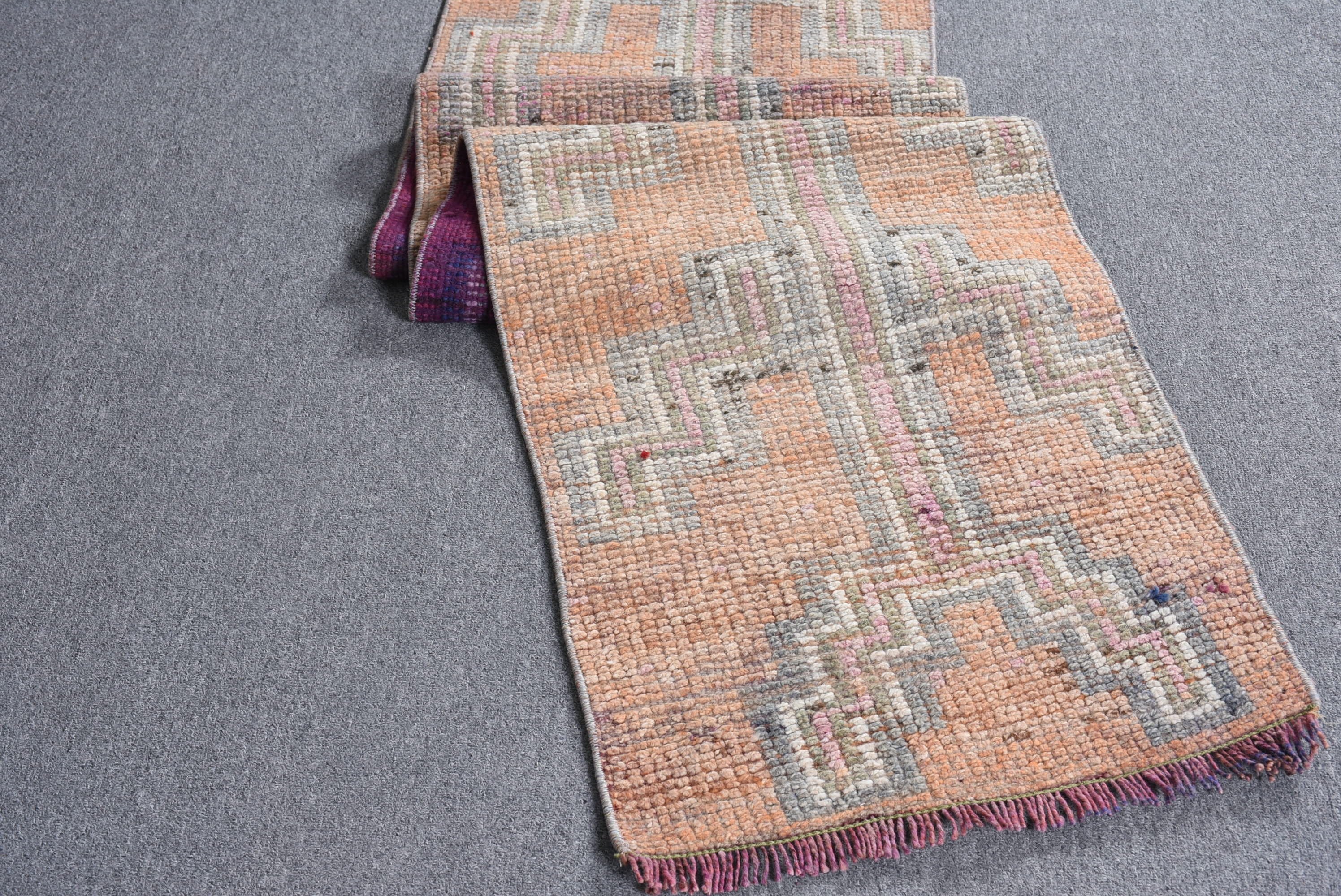 Orange Anatolian Rug, Rugs for Corridor, Vintage Rugs, Anatolian Rug, Corridor Rug, 1.7x9.5 ft Runner Rug, Turkish Rug, Kitchen Rugs