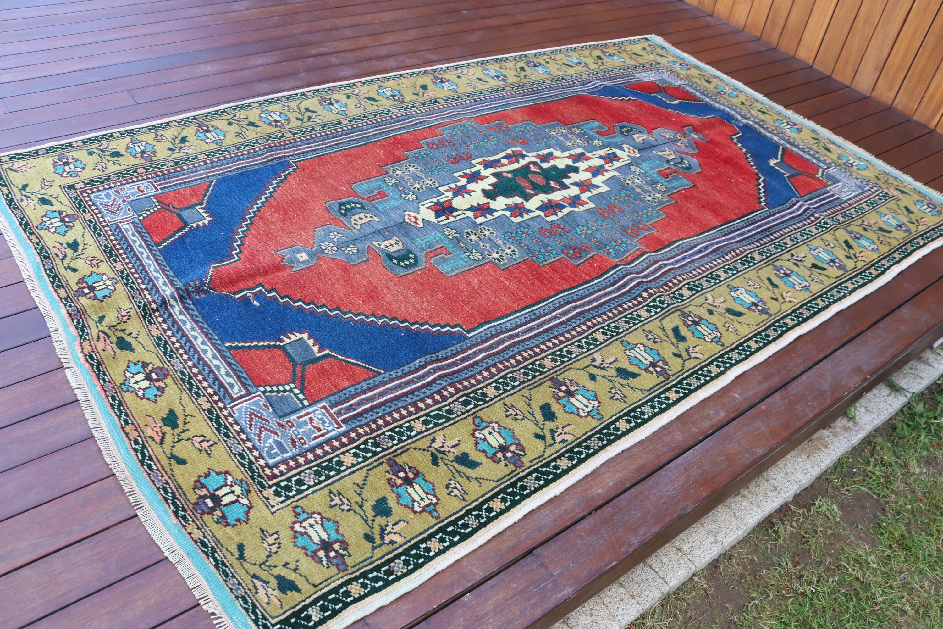 Lüks Halılar, Yemek Odası Halısı, Türk Halısı, 5x7,8 ft Alan Halıları, Kırmızı El Dokuma Halılar, Oturma Odası Halıları, Vintage Halı