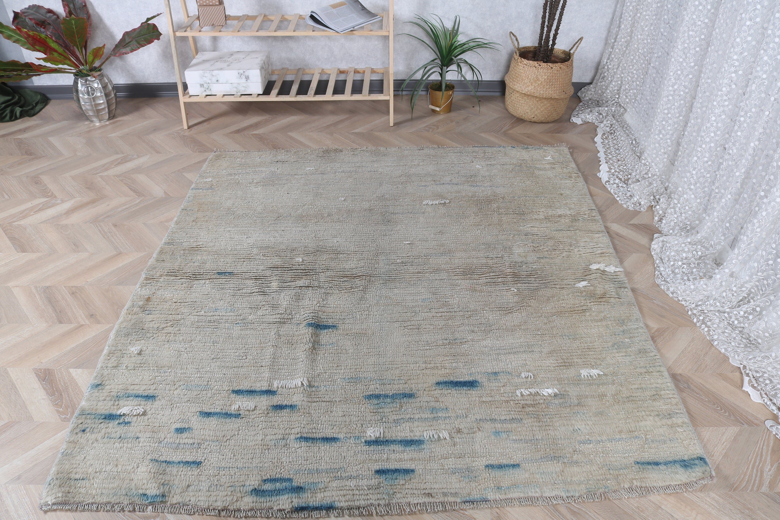 Office Rugs, Modern Rug, 5.3x5.7 ft Area Rugs, Indoor Rugs, Turkish Rugs, Beige Bedroom Rug, Statement Rugs, Vintage Rug, Dining Room Rugs