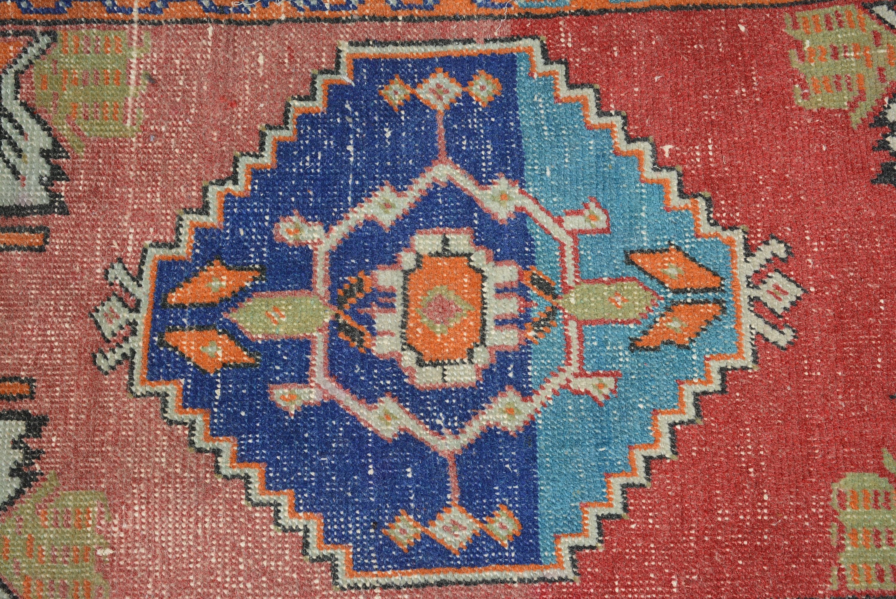 Fas Halıları, Vintage Halılar, Oryantal Halılar, Parlak Halı, 1,5x3,2 ft Küçük Halılar, Türk Halısı, Kırmızı Antika Halı, Duvara Asılı Halı, Banyo Halısı