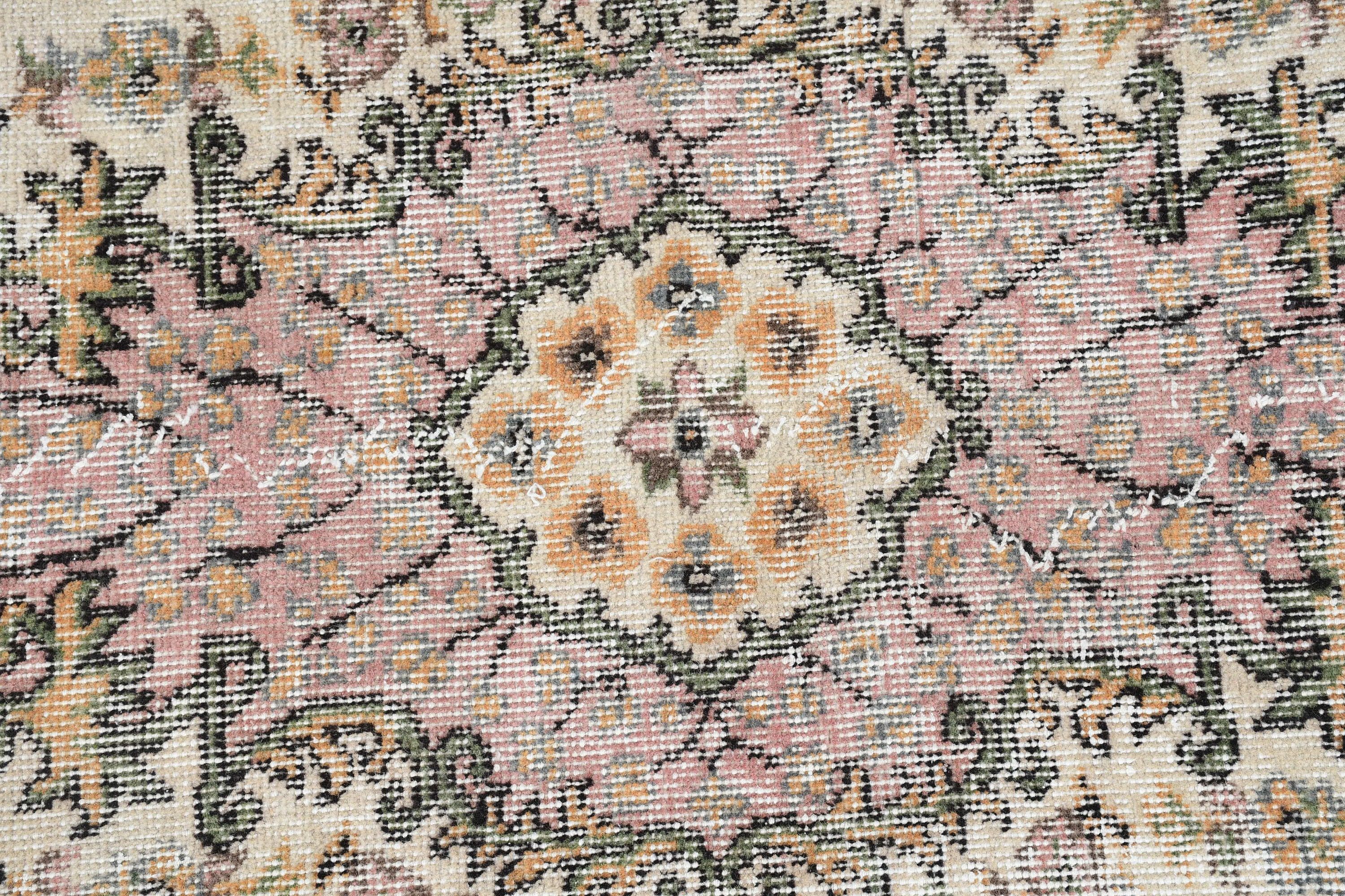 Pembe Oushak Halılar, Antika Halılar, Ev Dekorasyonu Halıları, Vintage Halı, Türk Halısı, Kabile Halısı, 3.3x6.8 ft Accent Halıları, Giriş Halıları, Mutfak Halıları