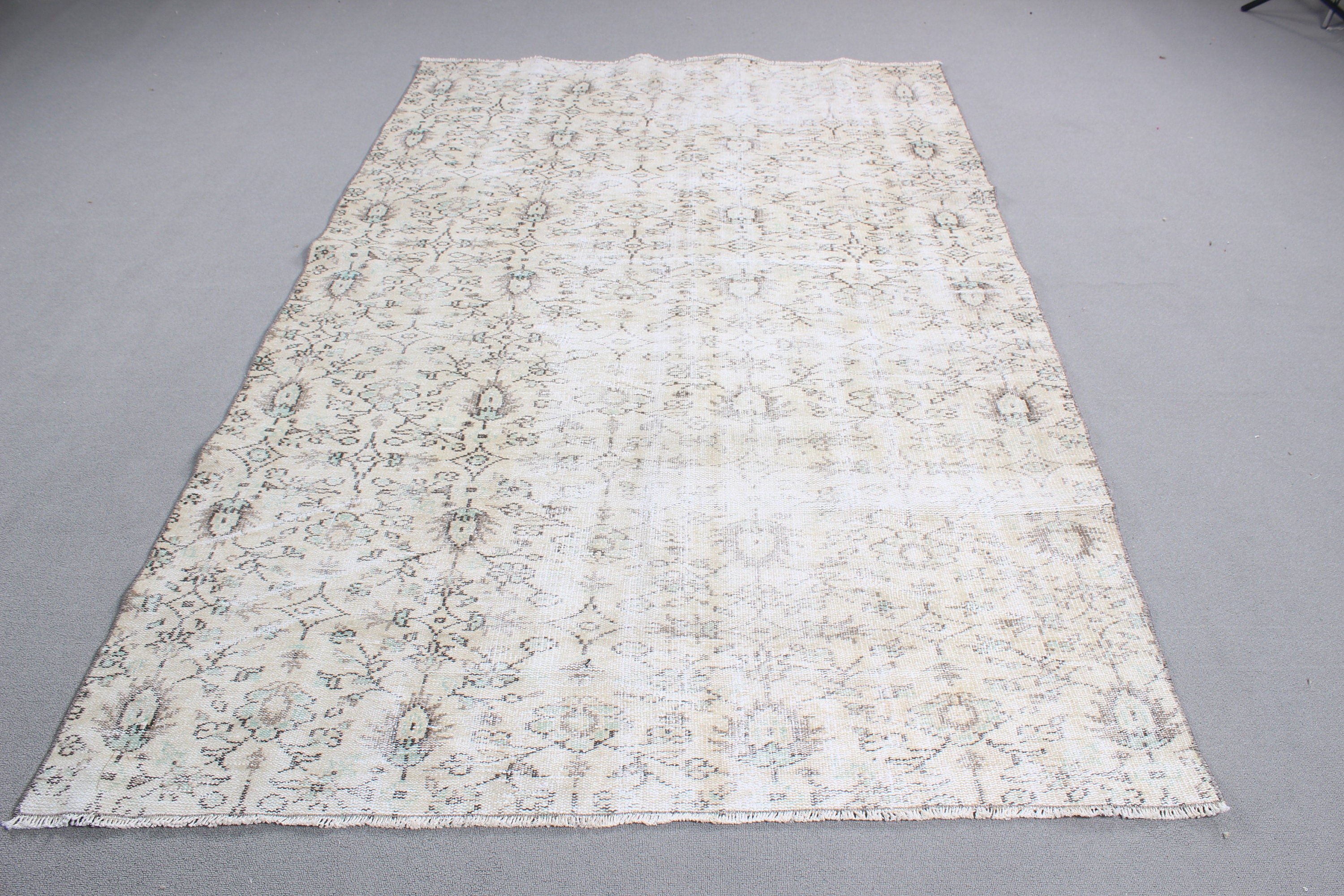 Beige Floor Rugs, Large Oushak Rug, Large Boho Rug, 5.2x8.3 ft Large Rugs, Geometric Rugs, Aztec Rug, Vintage Rugs, Turkish Rug, Wool Rugs