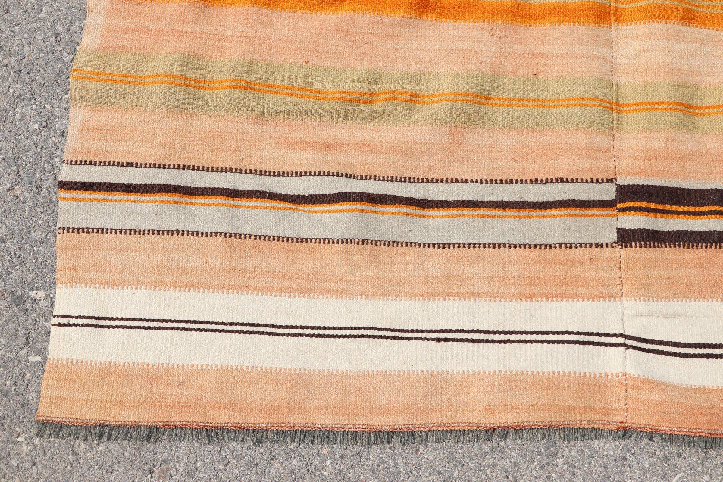 Turkish Rug, Orange Wool Rug, Oushak Rugs, Wool Rugs, Kilim, Vintage Rugs, Aztec Rug, 4.2x6.8 ft Area Rug, Living Room Rug, Dining Room Rug
