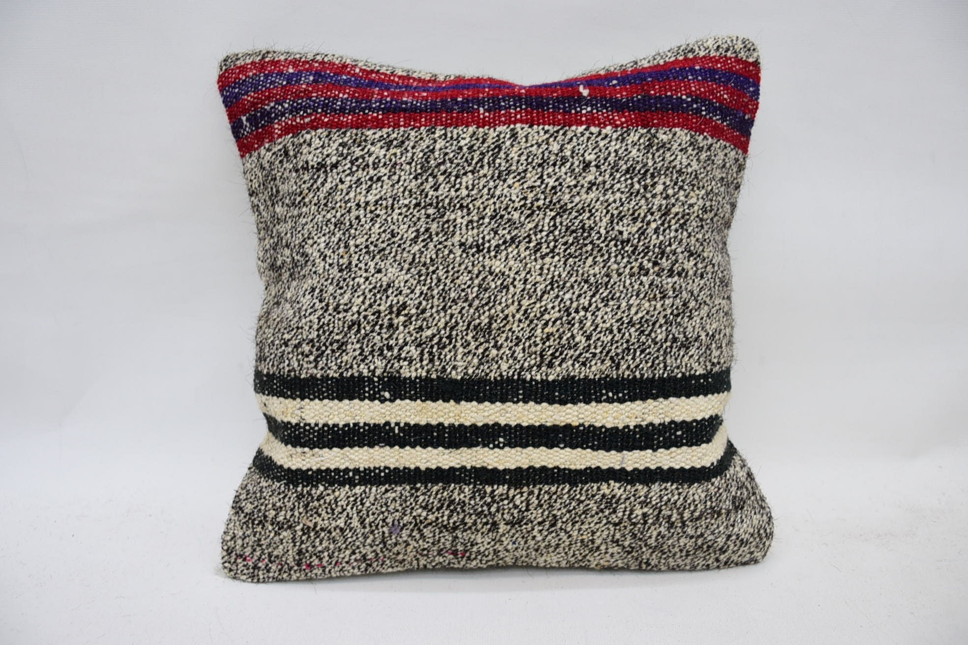 Bolster Throw Cushion, Vintage Kilim Throw Pillow, Interior Designer Pillow, Pillow for Sofa, 14"x14" Brown Cushion Cover, Couch Pillow