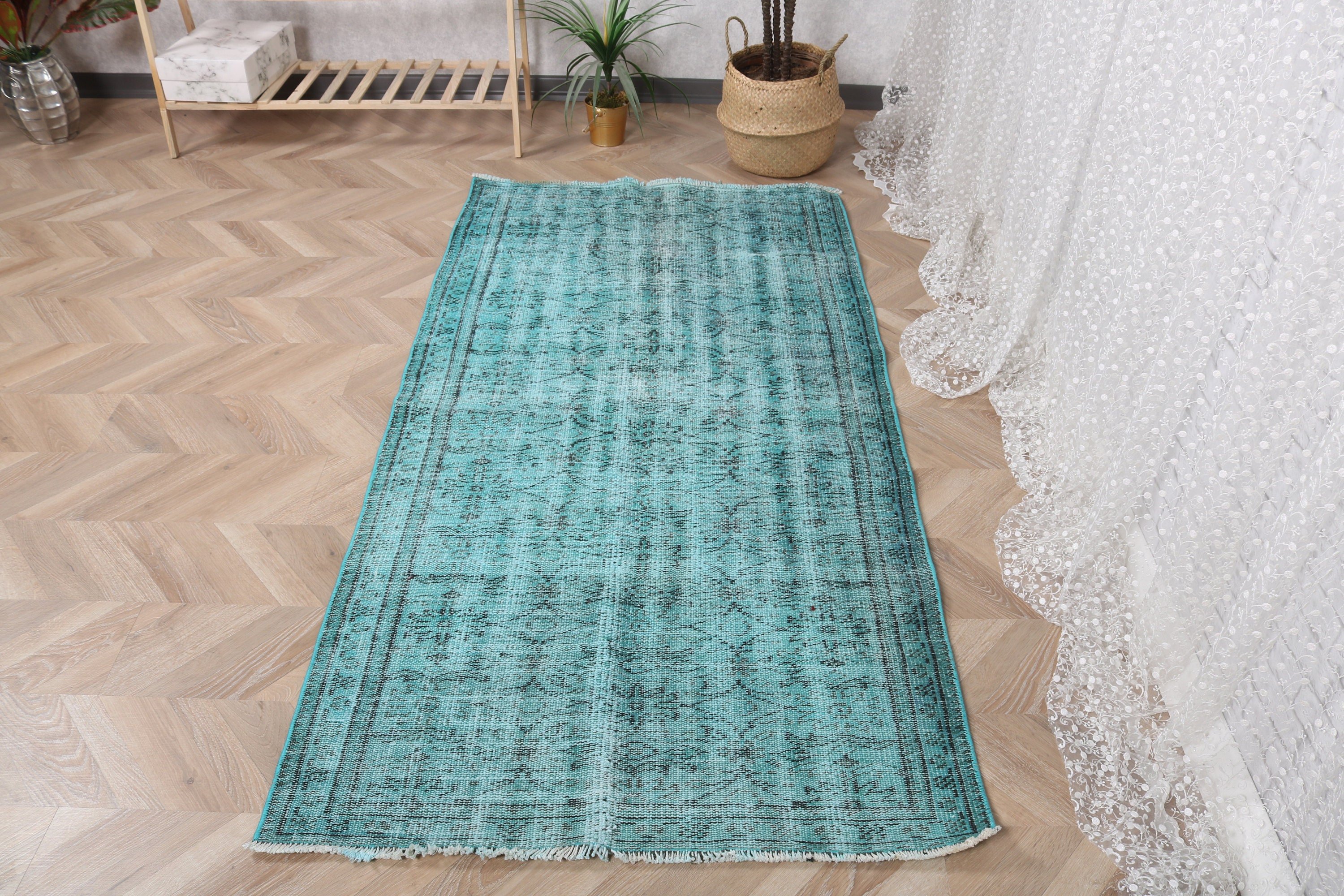 Entry Rugs, Geometric Rugs, Vintage Rug, Flatweave Rug, Vintage Accent Rugs, Green Cool Rug, 3.3x6.5 ft Accent Rugs, Boho Rug, Turkish Rug