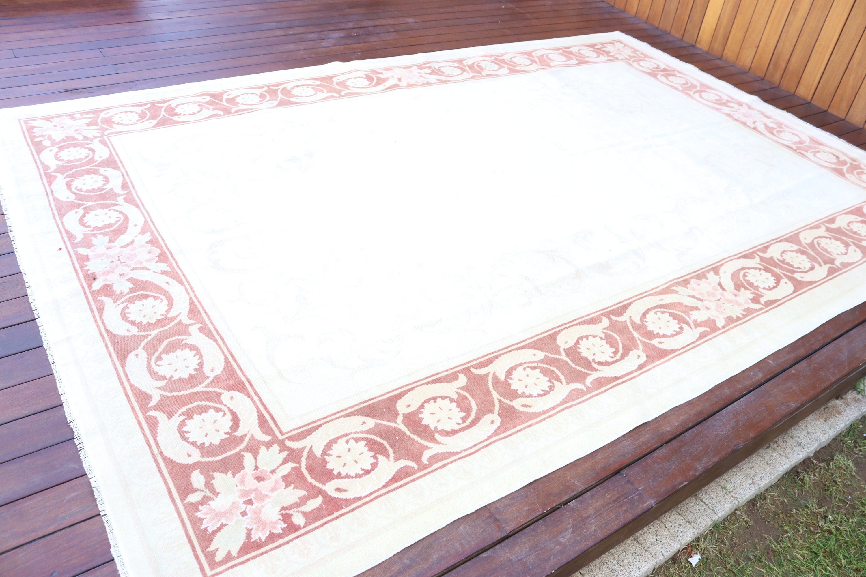 Bej Düz Dokuma Halı, 6.5x9.9 ft Büyük Halı, Vintage Halılar, El Dokuma Halılar, Düz Dokuma Halılar, Büyük Vintage Halılar, Türk Halıları, Salon Halıları