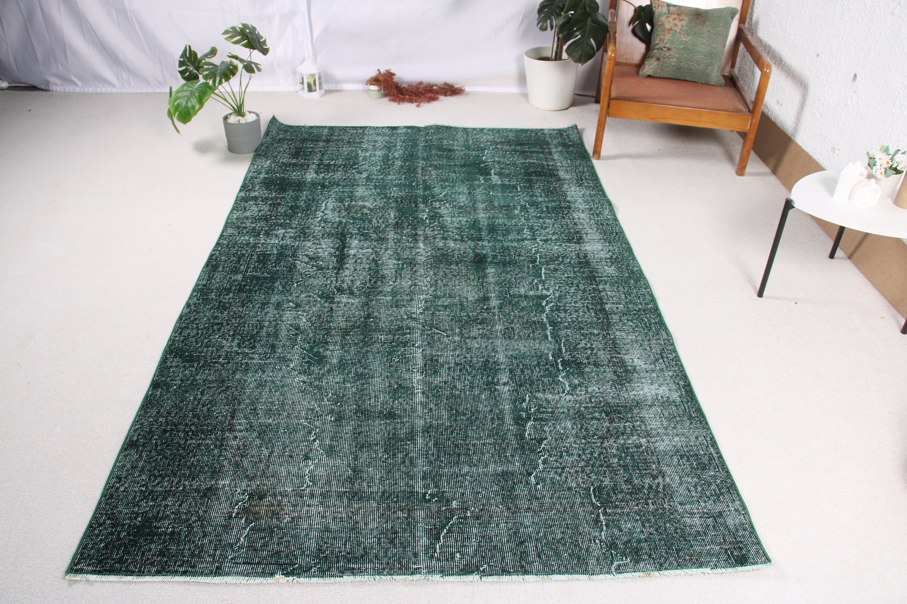 Nursery Rug, Vintage Rug, Bedroom Rug, Statement Rug, Aesthetic Rug, Green Oriental Rug, 4.8x8.1 ft Area Rugs, Turkish Rug, Living Room Rug