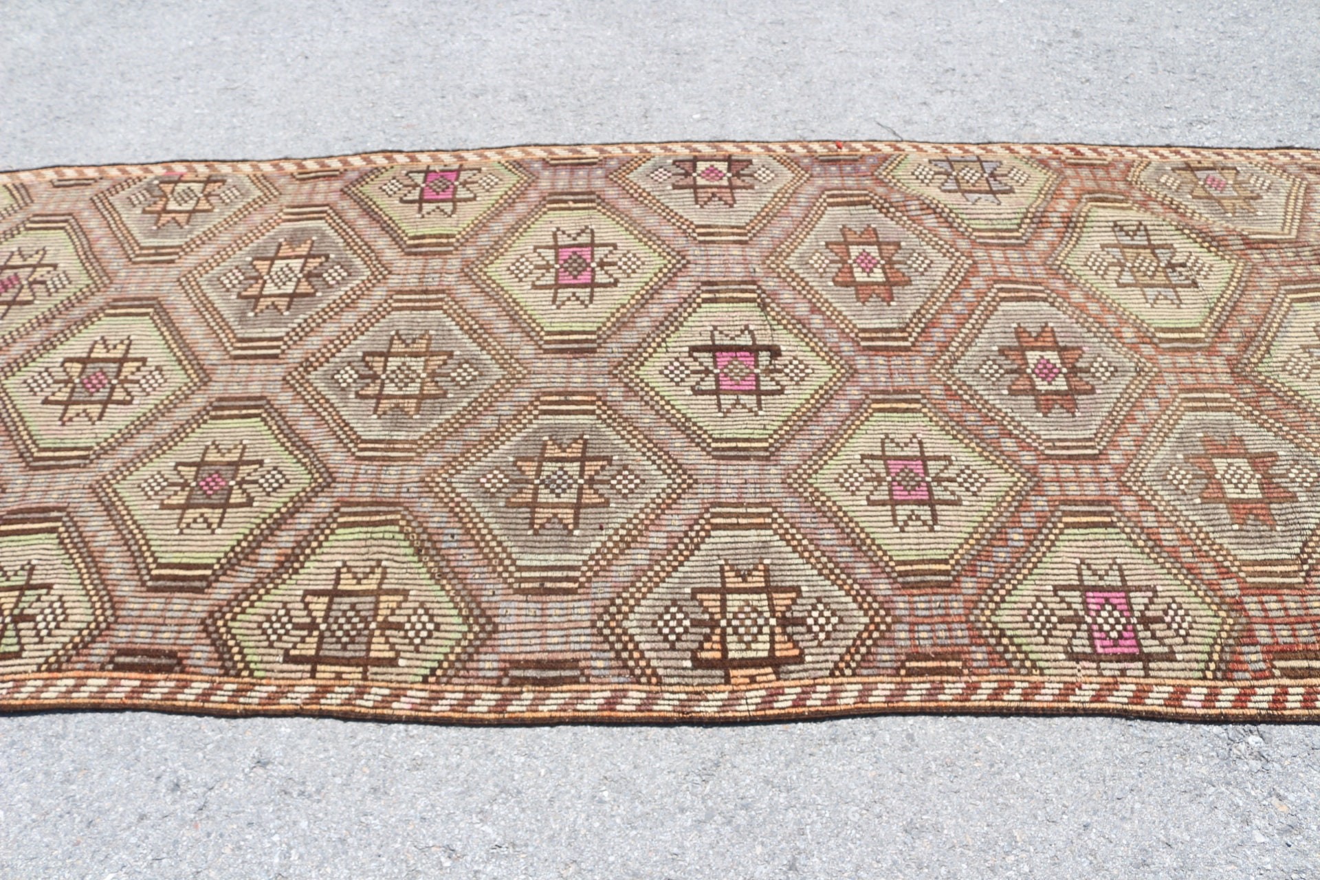 Vintage Halı, Kilim, 4.6x11.5 ft Runner Halı, Türk Halısı, Bej Ev Dekor Halıları, Mutfak Halısı, Yer Halısı, Koridor Halıları