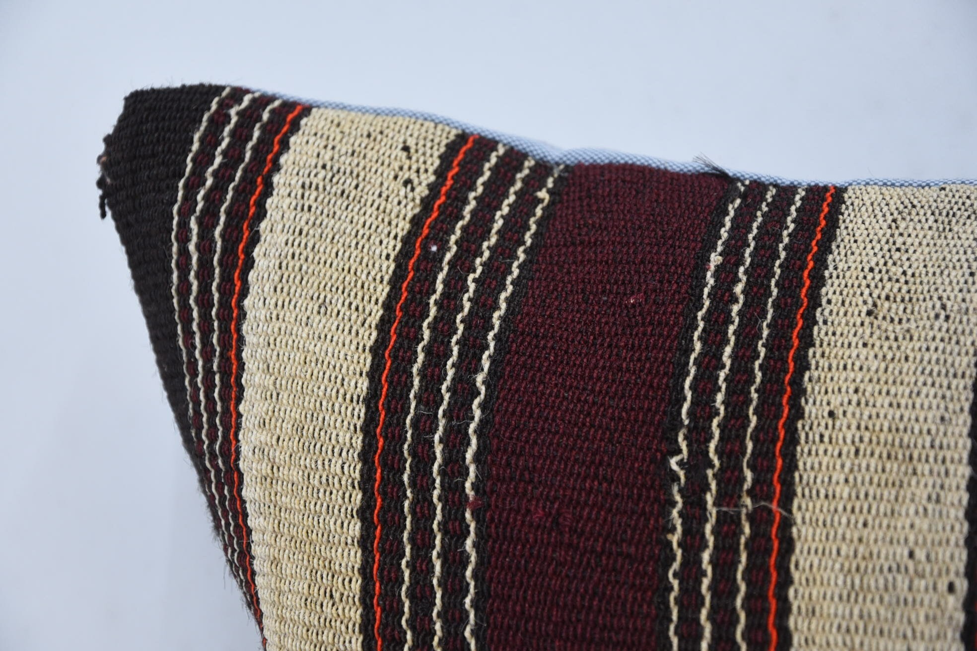 Turkish Kilim Pillow, Vintage Kilim Pillow, Vintage Kilim Throw Pillow, Nautical Throw Cushion Cover, 16"x24" Brown Cushion